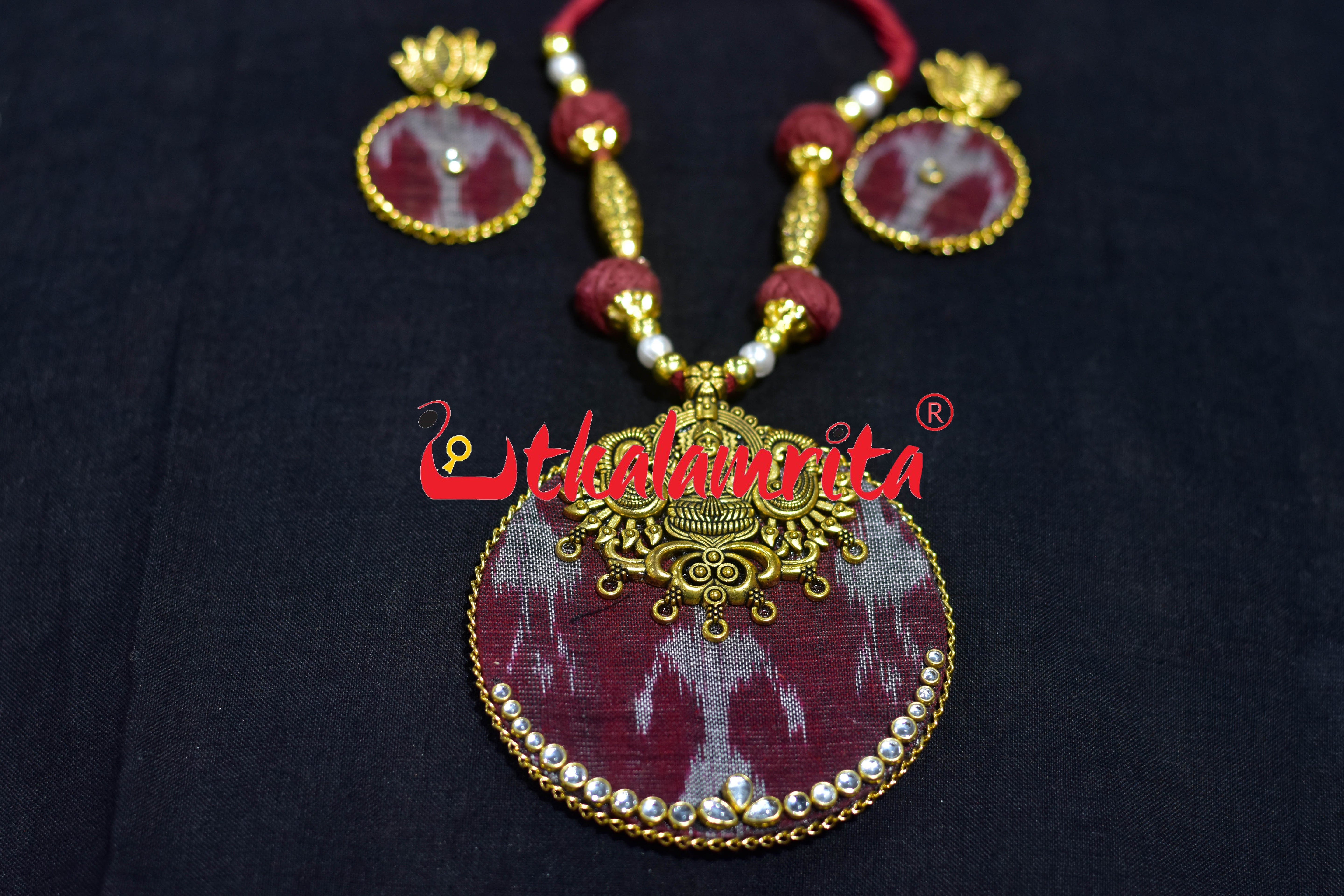 Maroon Tribals Golden Maa Lakhmi Necklace Set