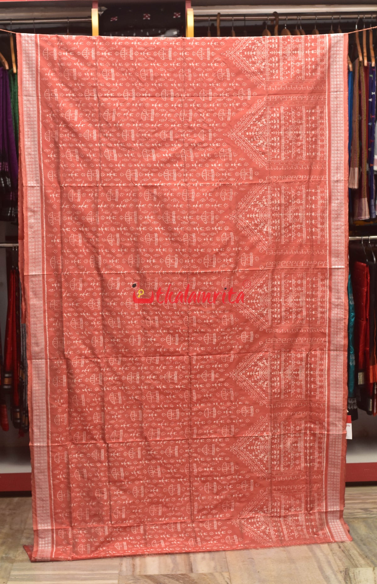 Peach Tribal Sambalpuri Silk Saree