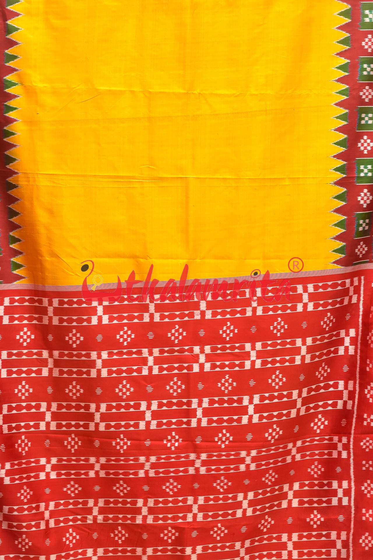 Golden with Pasapali Border Khandua Silk Saree