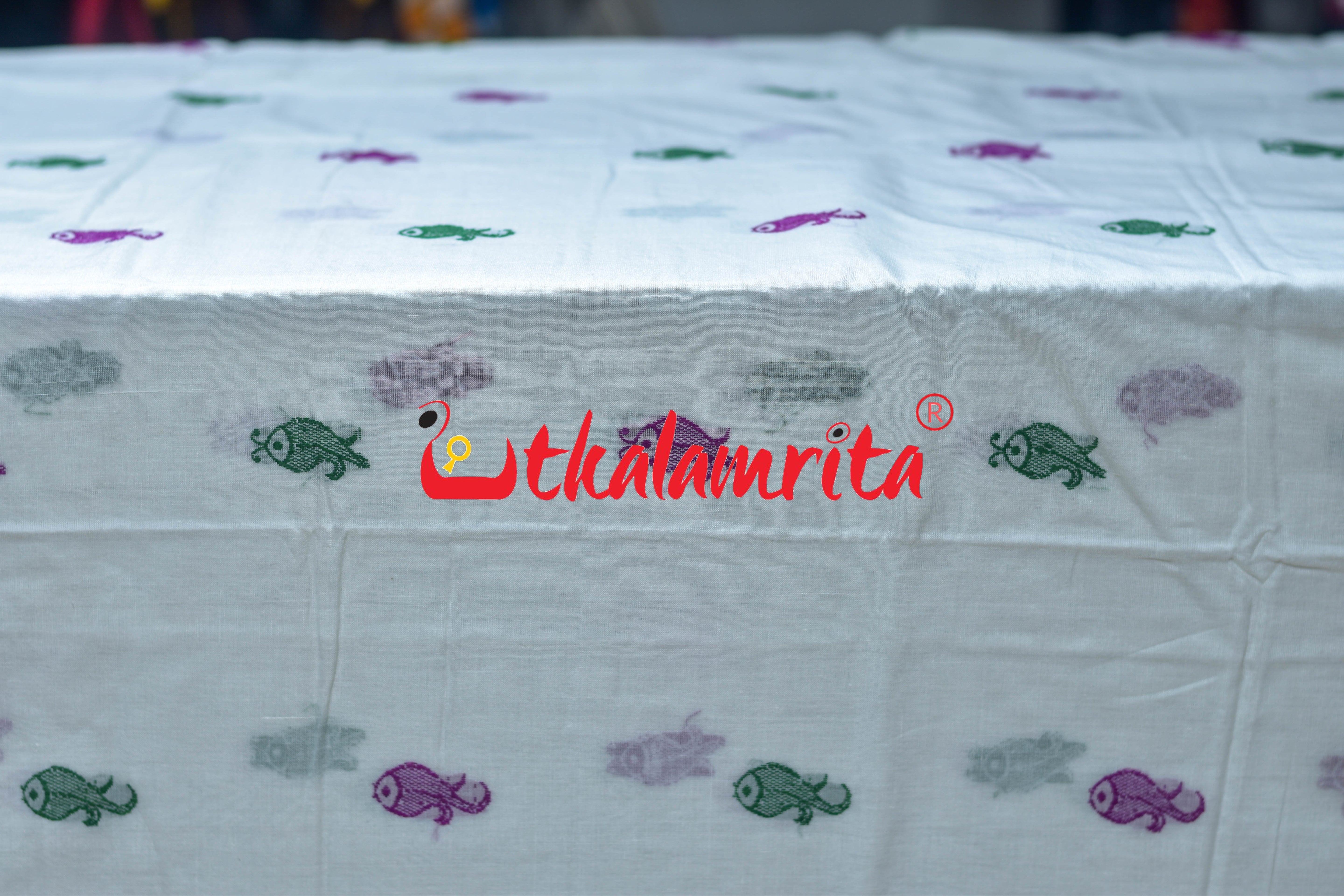 White Fish Bomkai Cotton (Fabric)