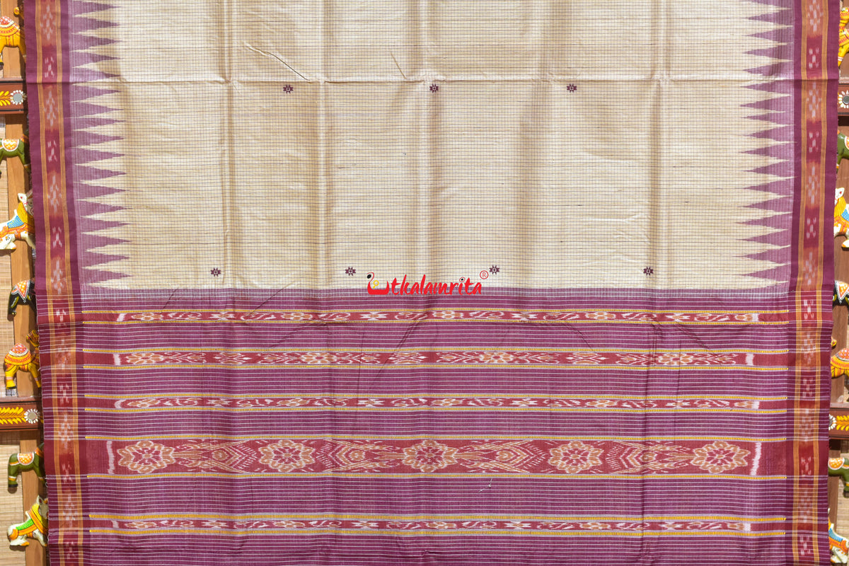 Natural Body Check Border Pasapali Gopalpur Tussar Silk Saree