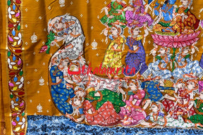 Golden Kandarpa Boita Pattachitra Silk Saree