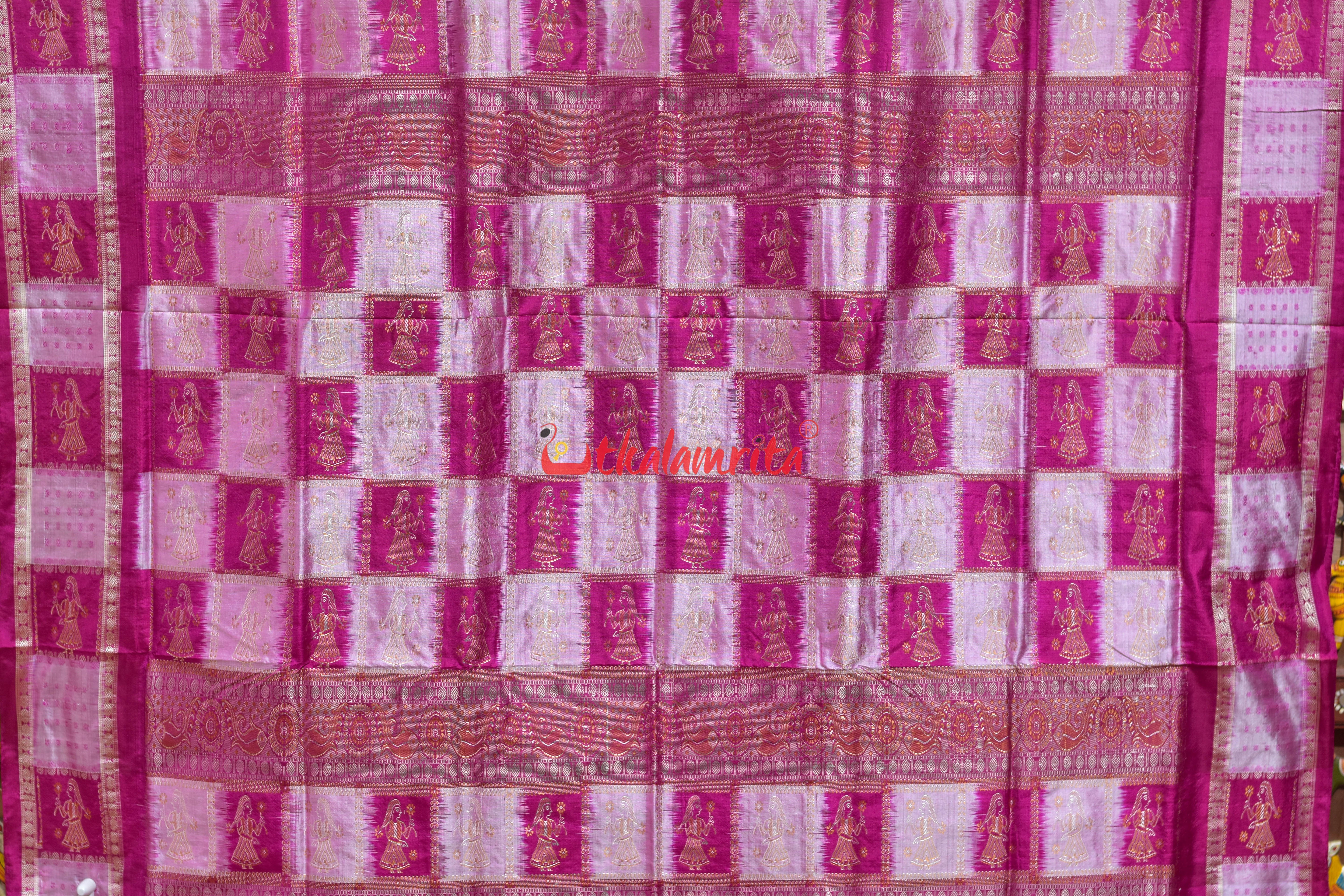 White Rani Doll Border Bomkai Silk Saree