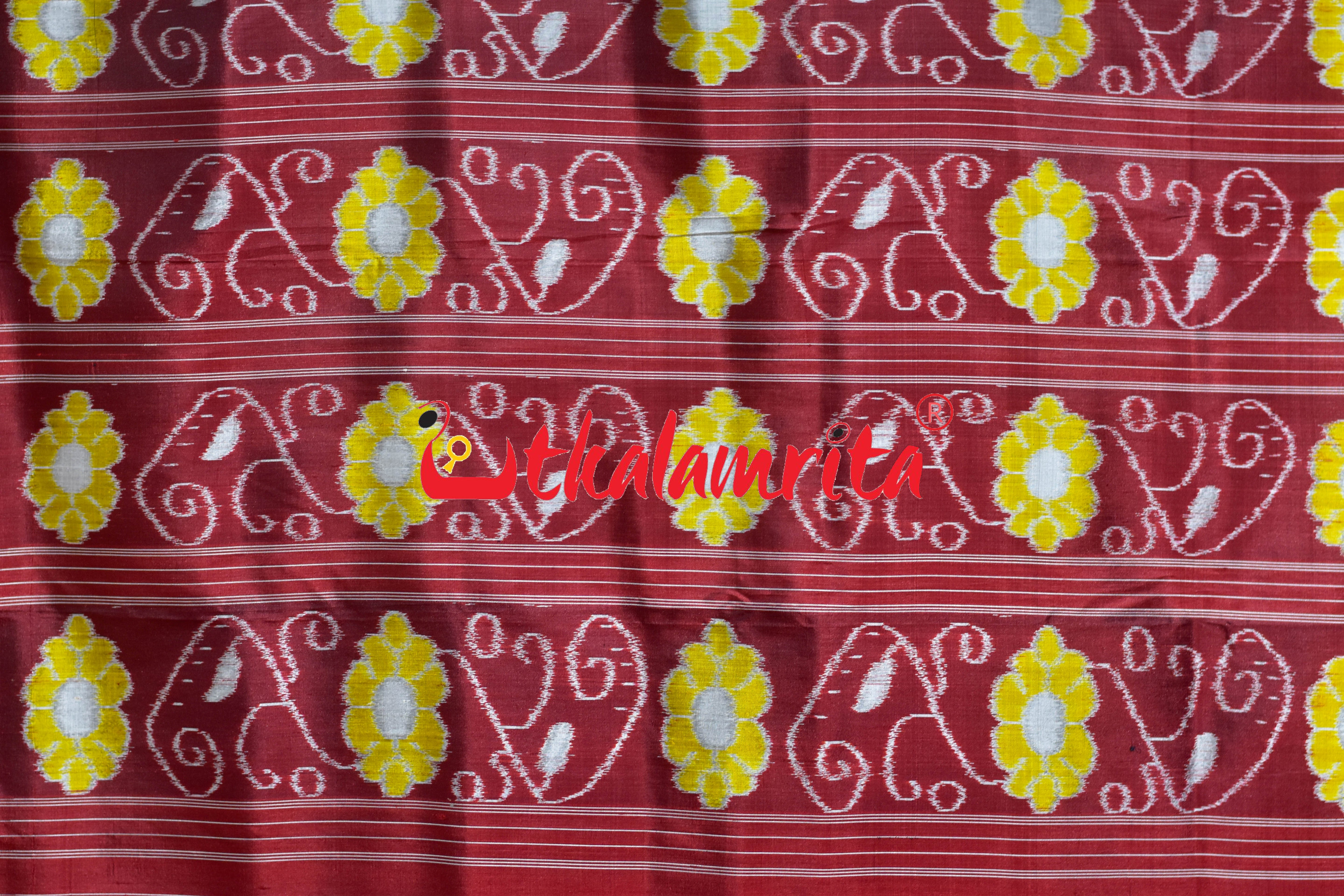 Wine Maroon Chita Nabakothi Khandua Silk Saree