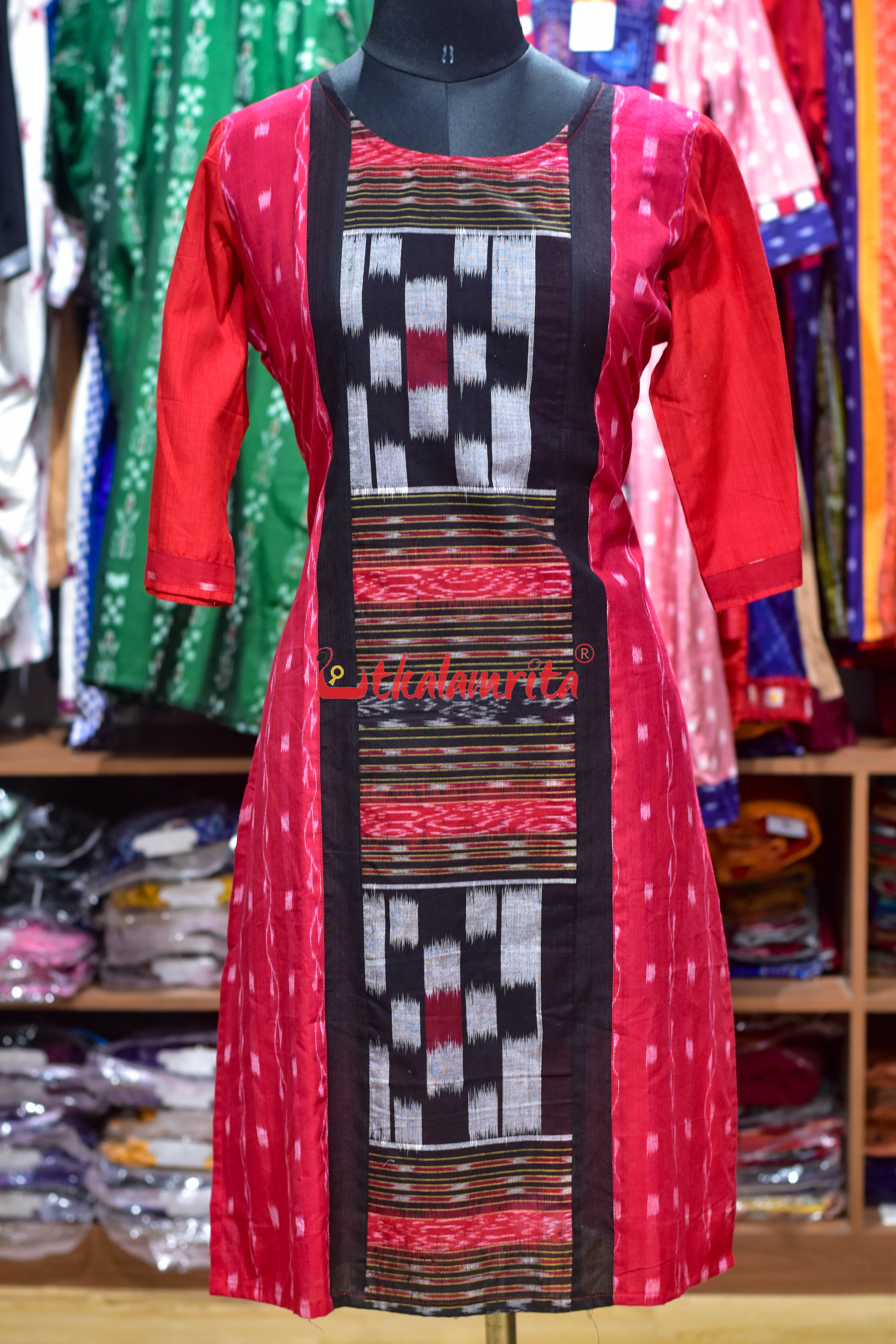 Red Ikat Majesty (Ladies Kurti)