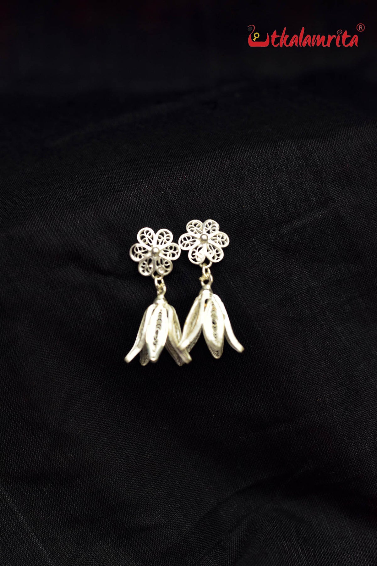 Silver Flower Petal Danglers