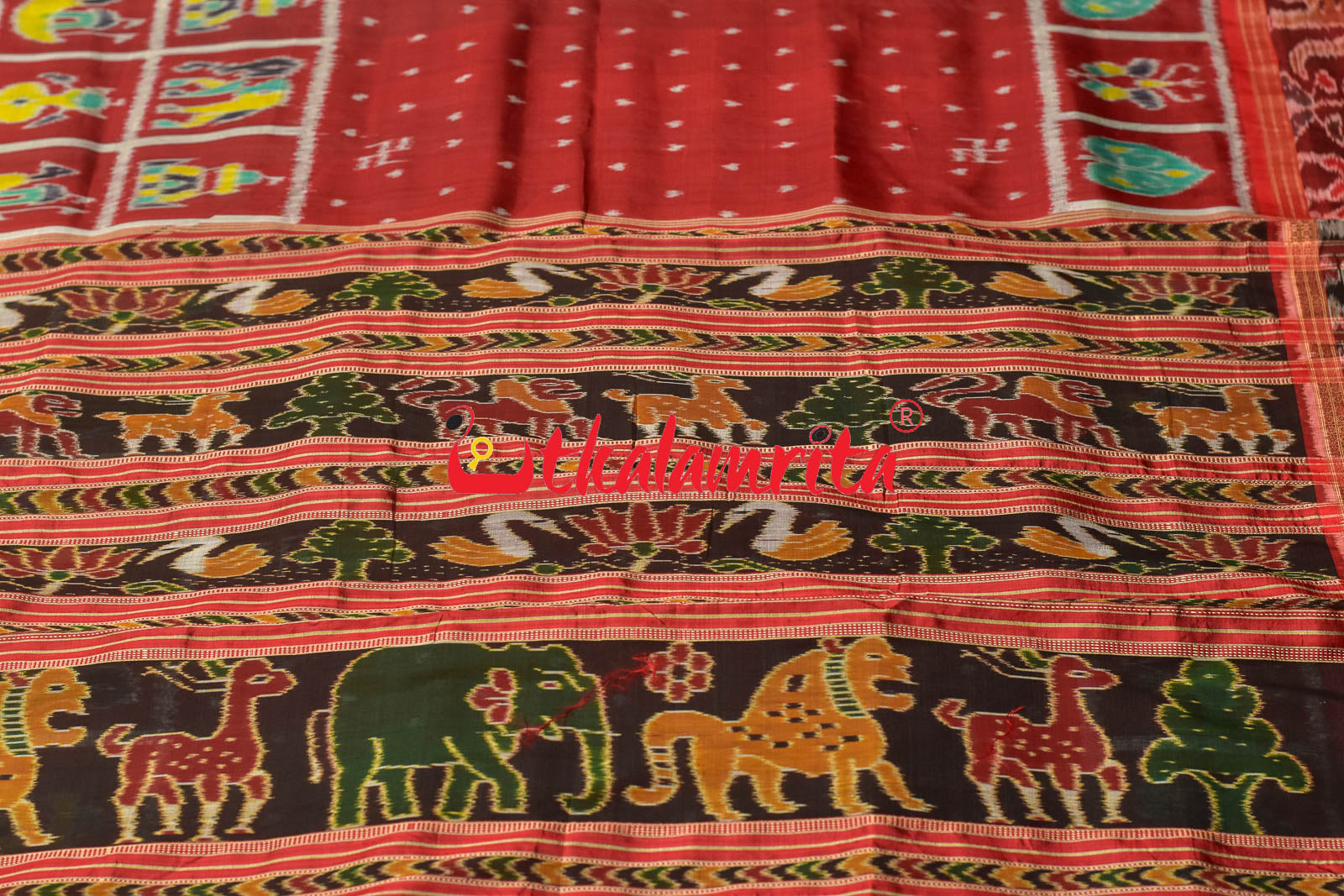 Half Nabarangi Animal Border Khandua Silk Saree