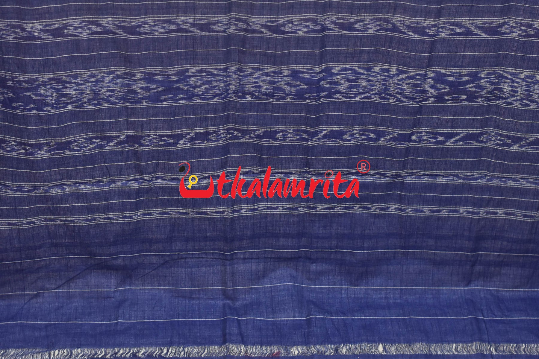 White Blue Jharana Cotton Saree