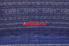 White Blue Jharana Cotton Saree