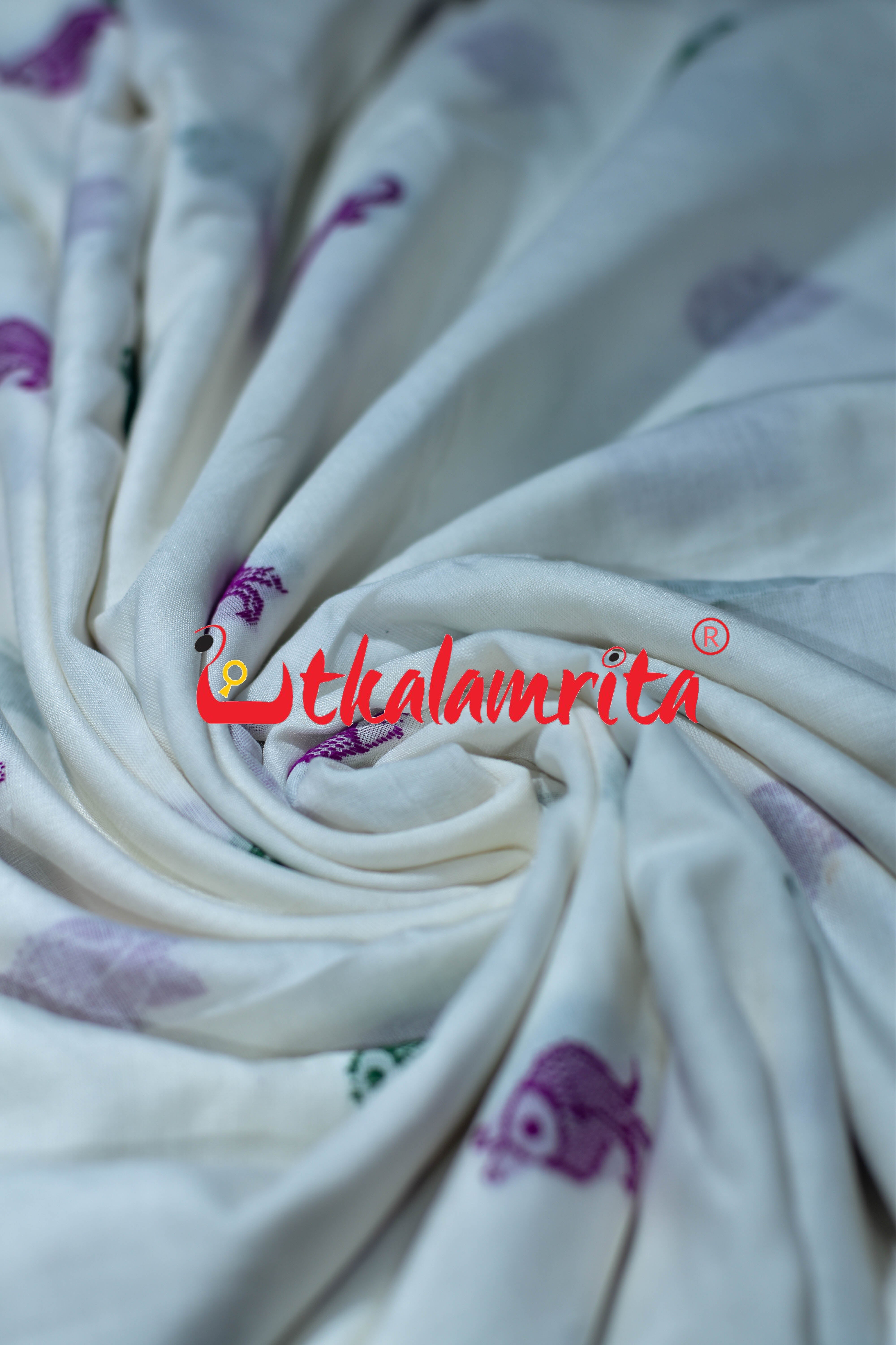 White Fish Bomkai Cotton (Fabric)