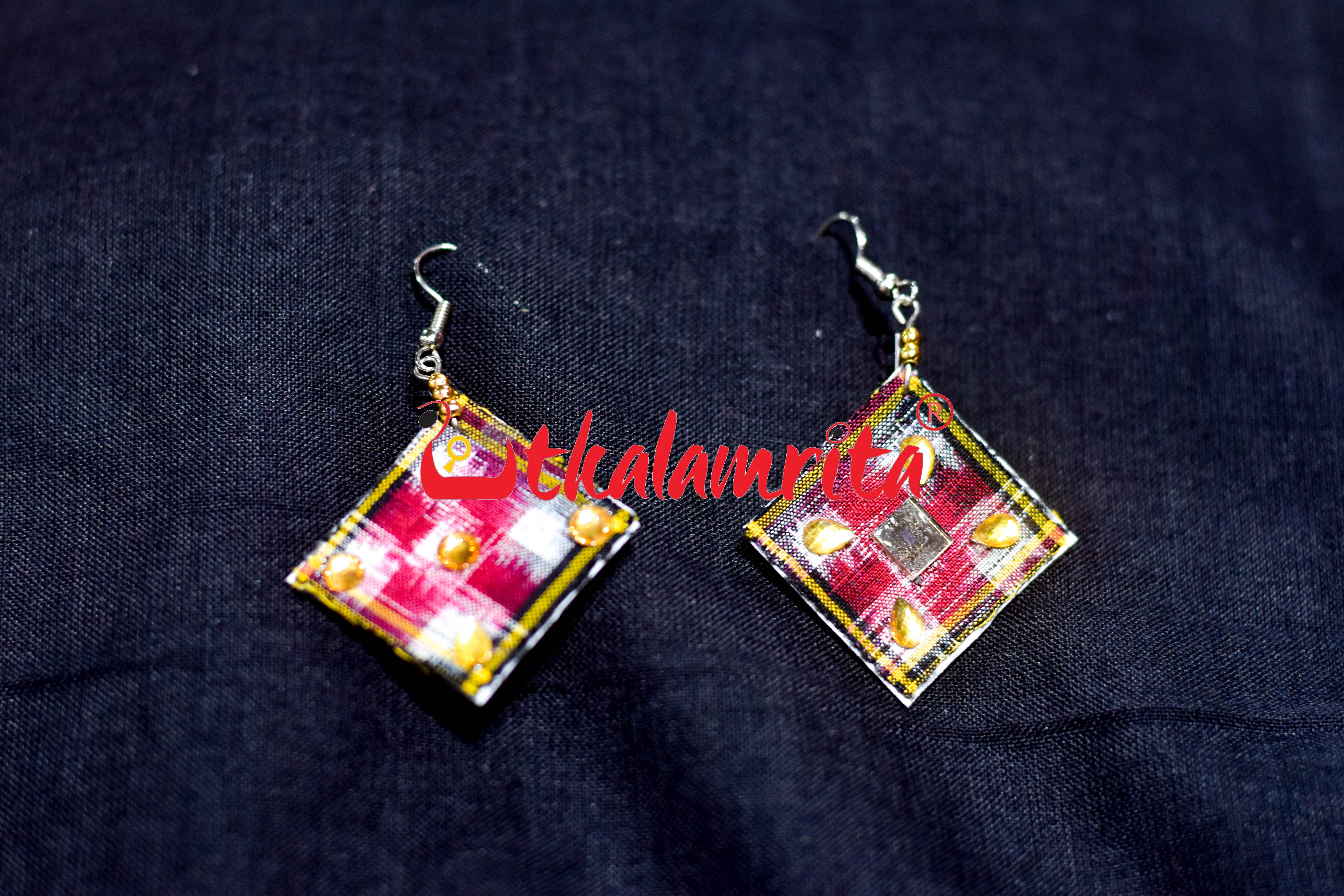Small Red Black Pasapali Earrings
