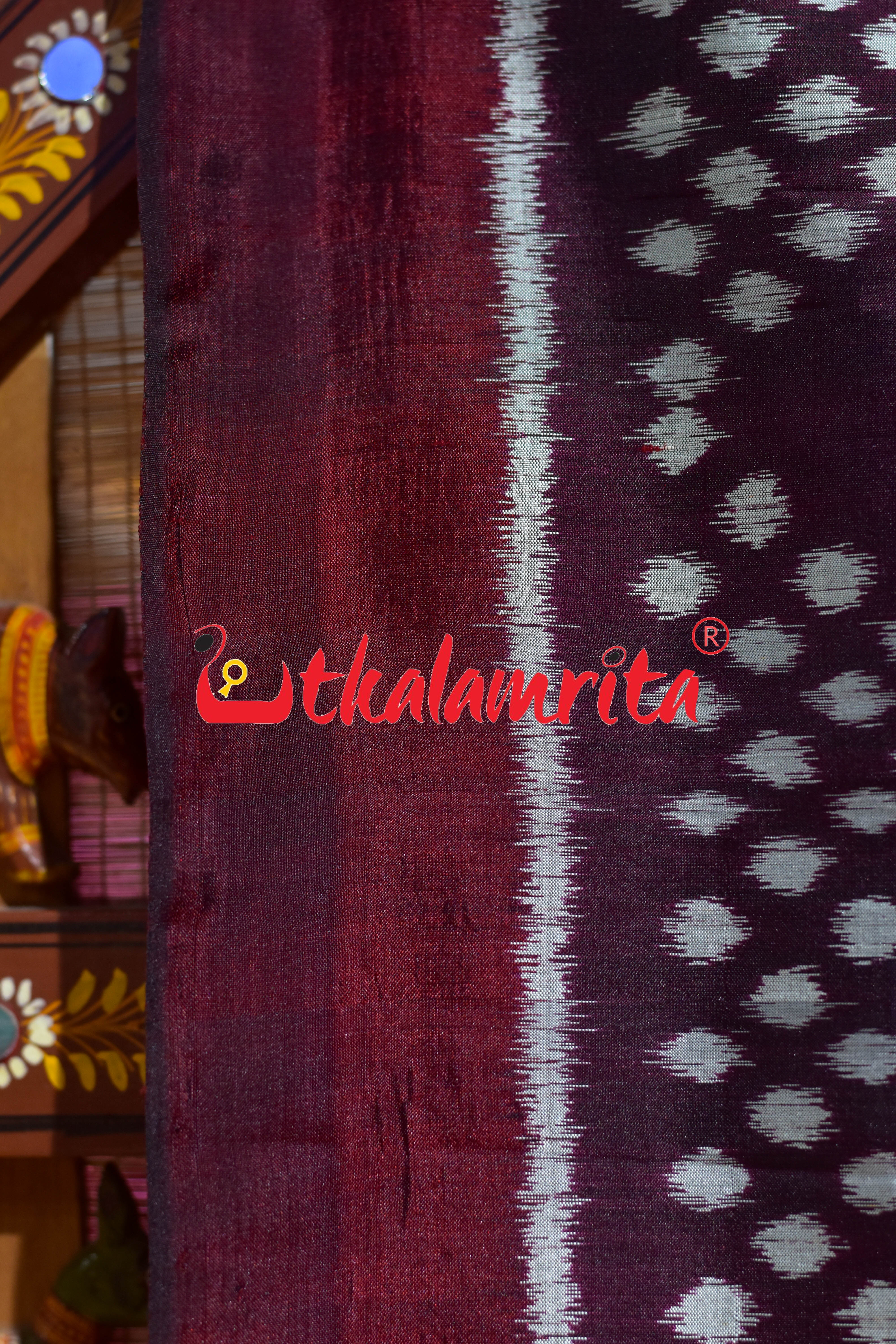 Wine Maroon Chita Nabakothi Khandua Silk Saree