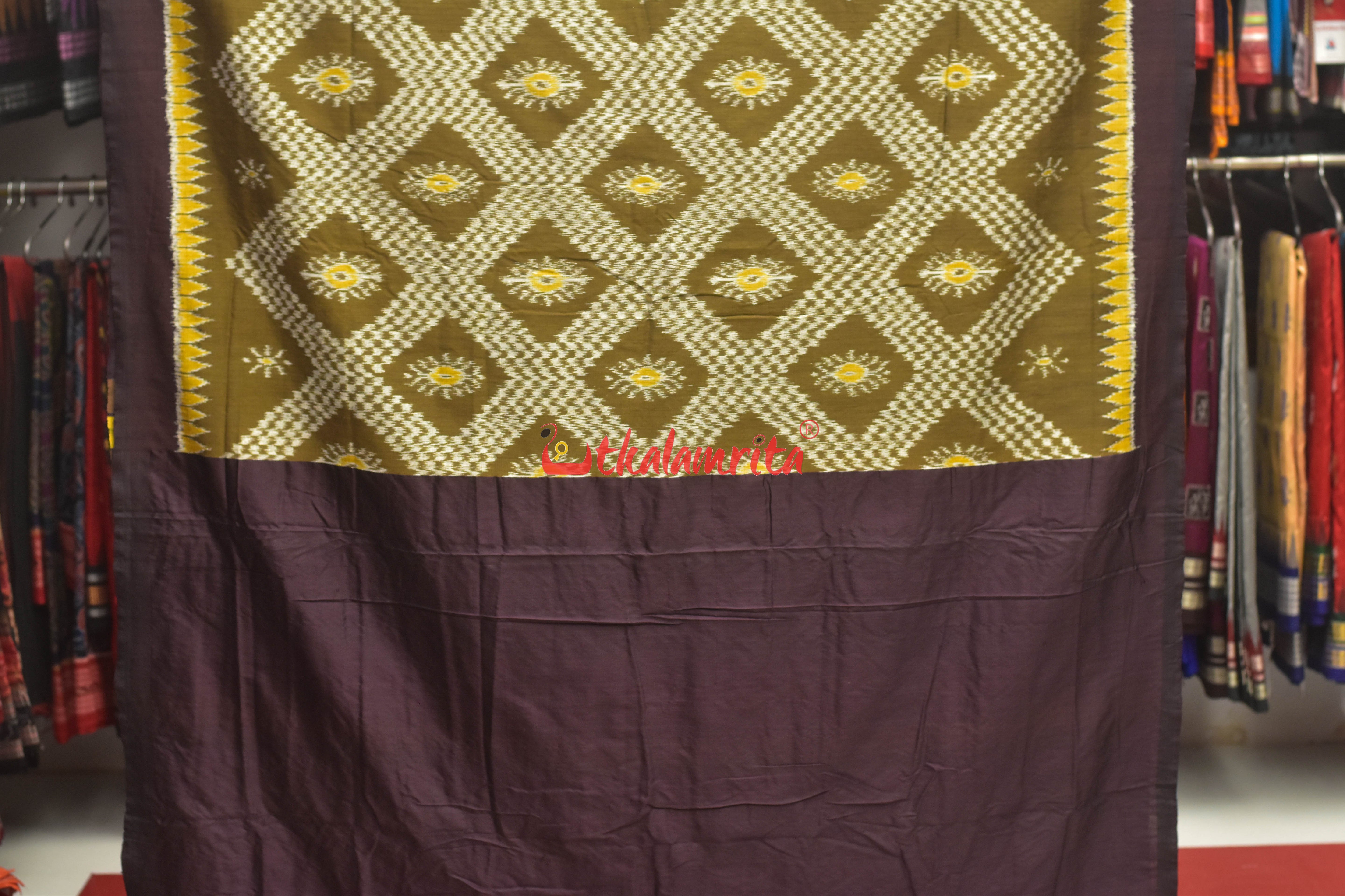 Mehendi Tarabali Eri Silk Khandua Silk Saree