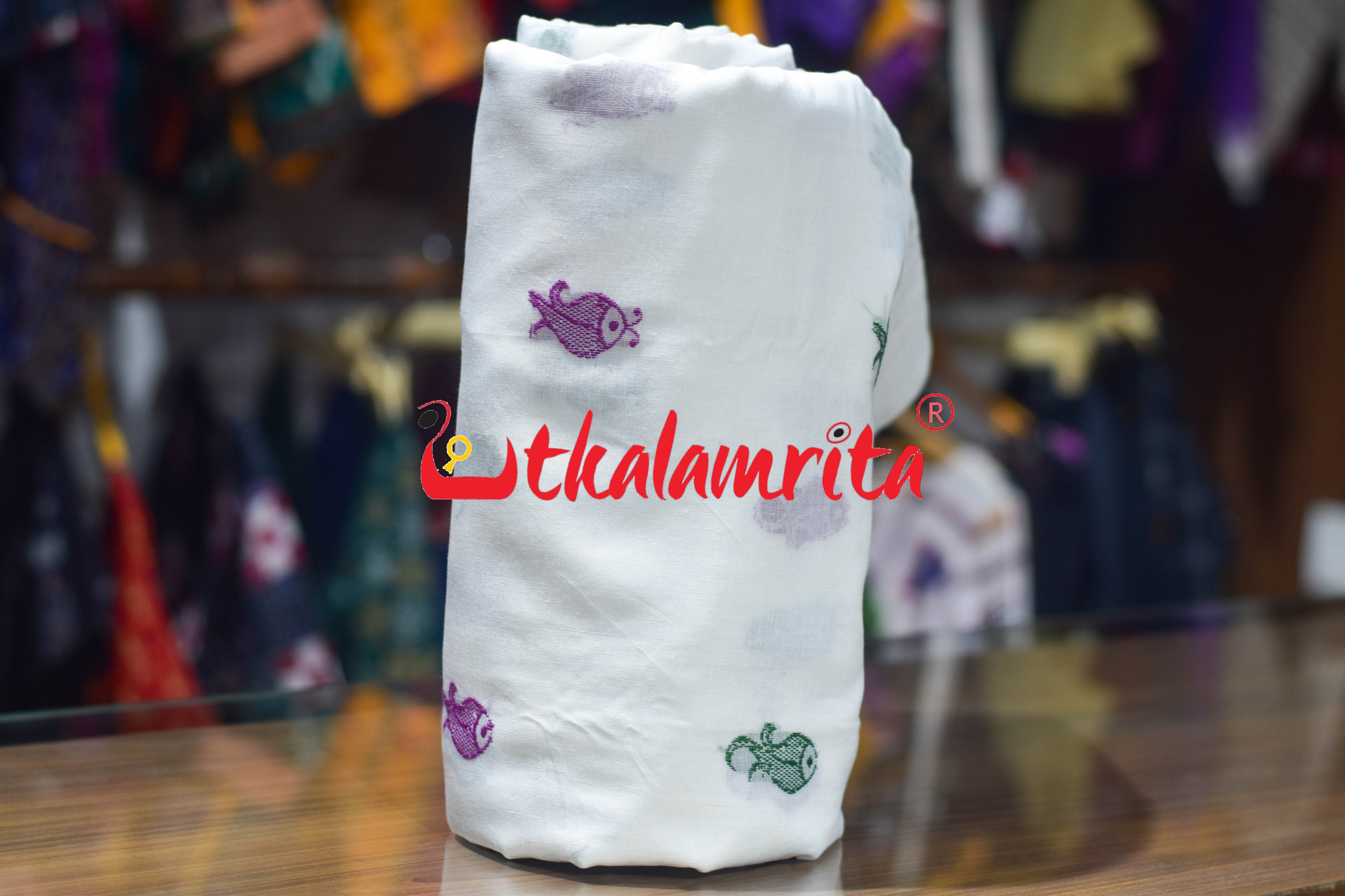 White Fish Bomkai Cotton (Fabric)