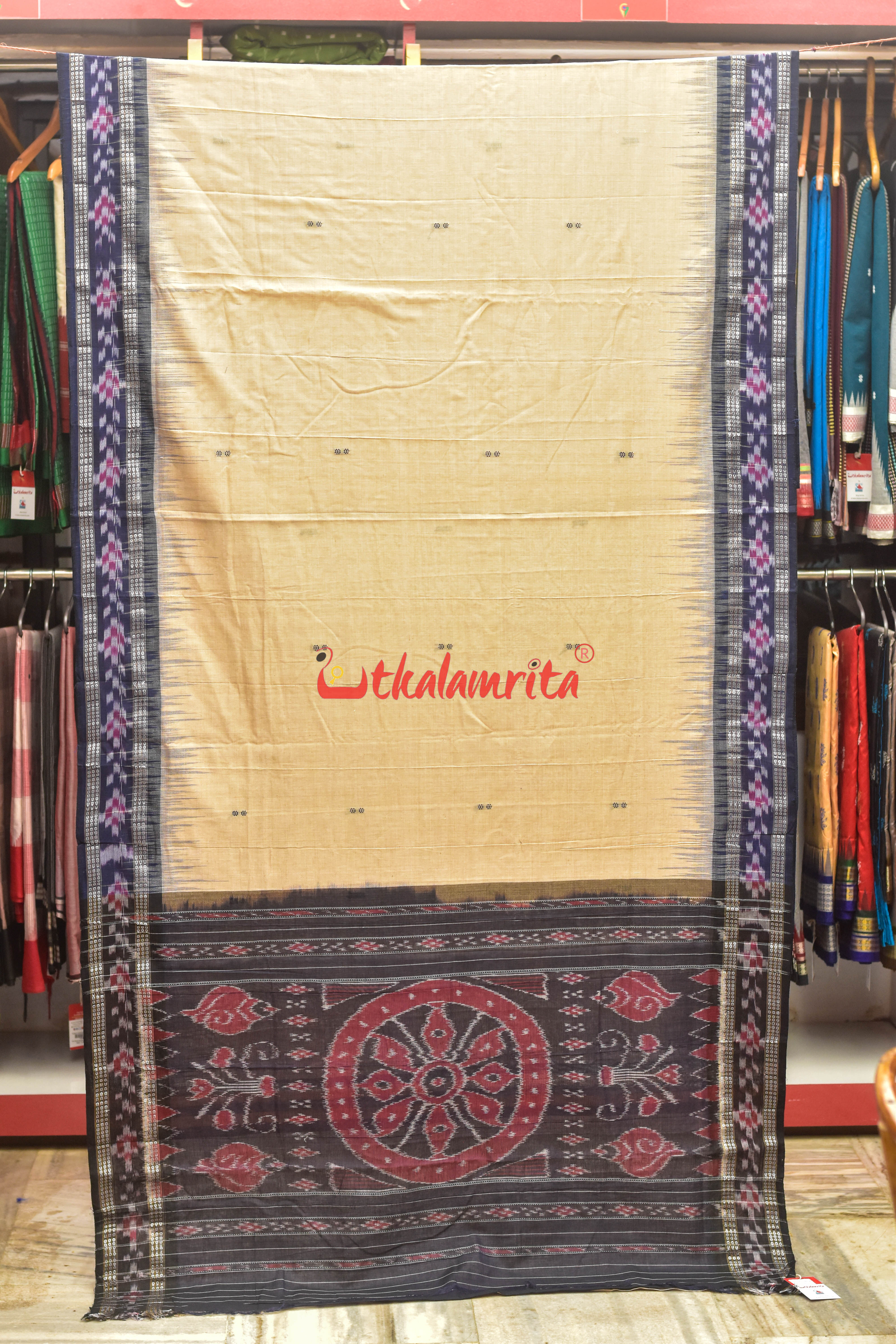Matha Rekha Buti Khandua Cotton Saree