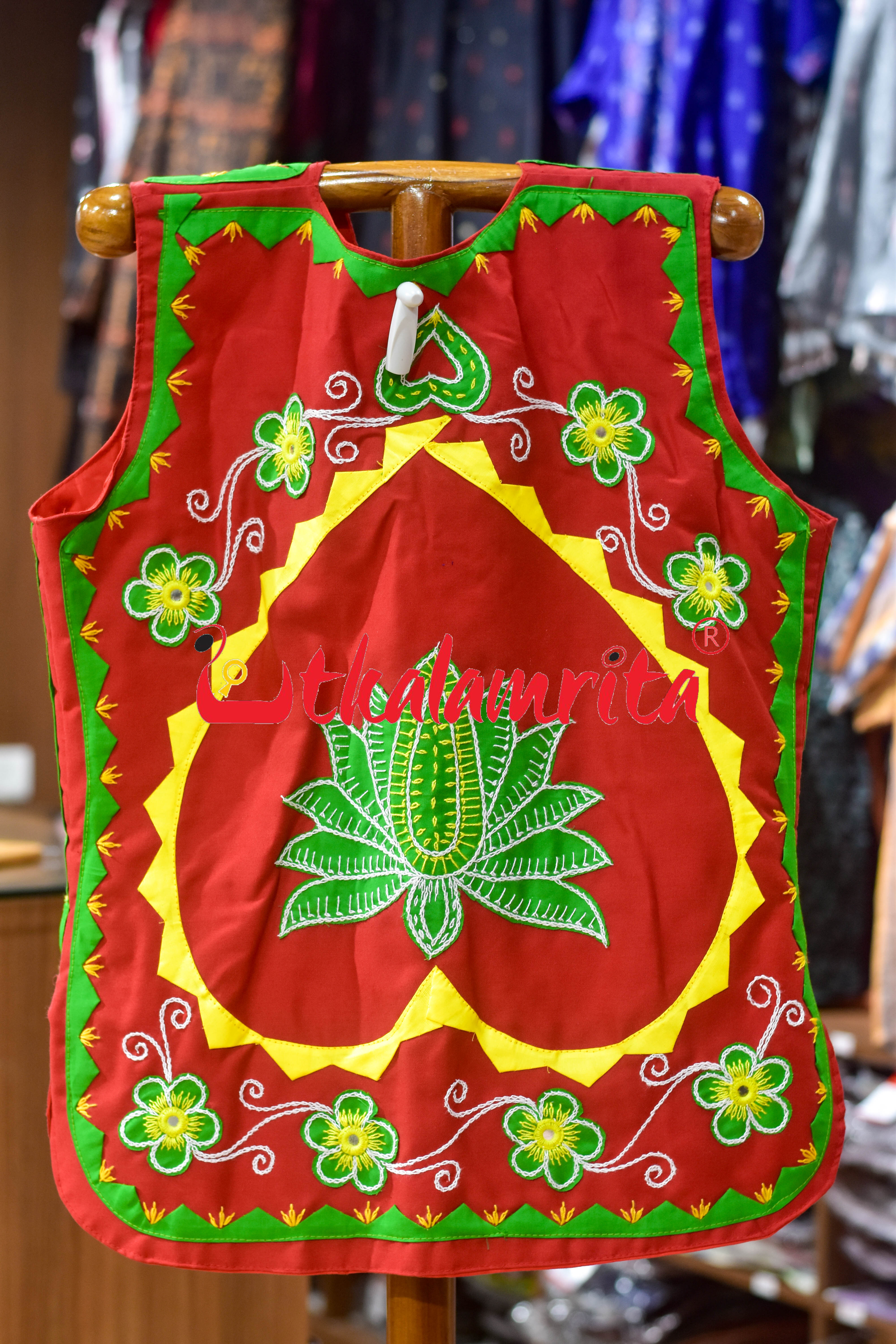 Red with Green Elephant Applique (Jacket)