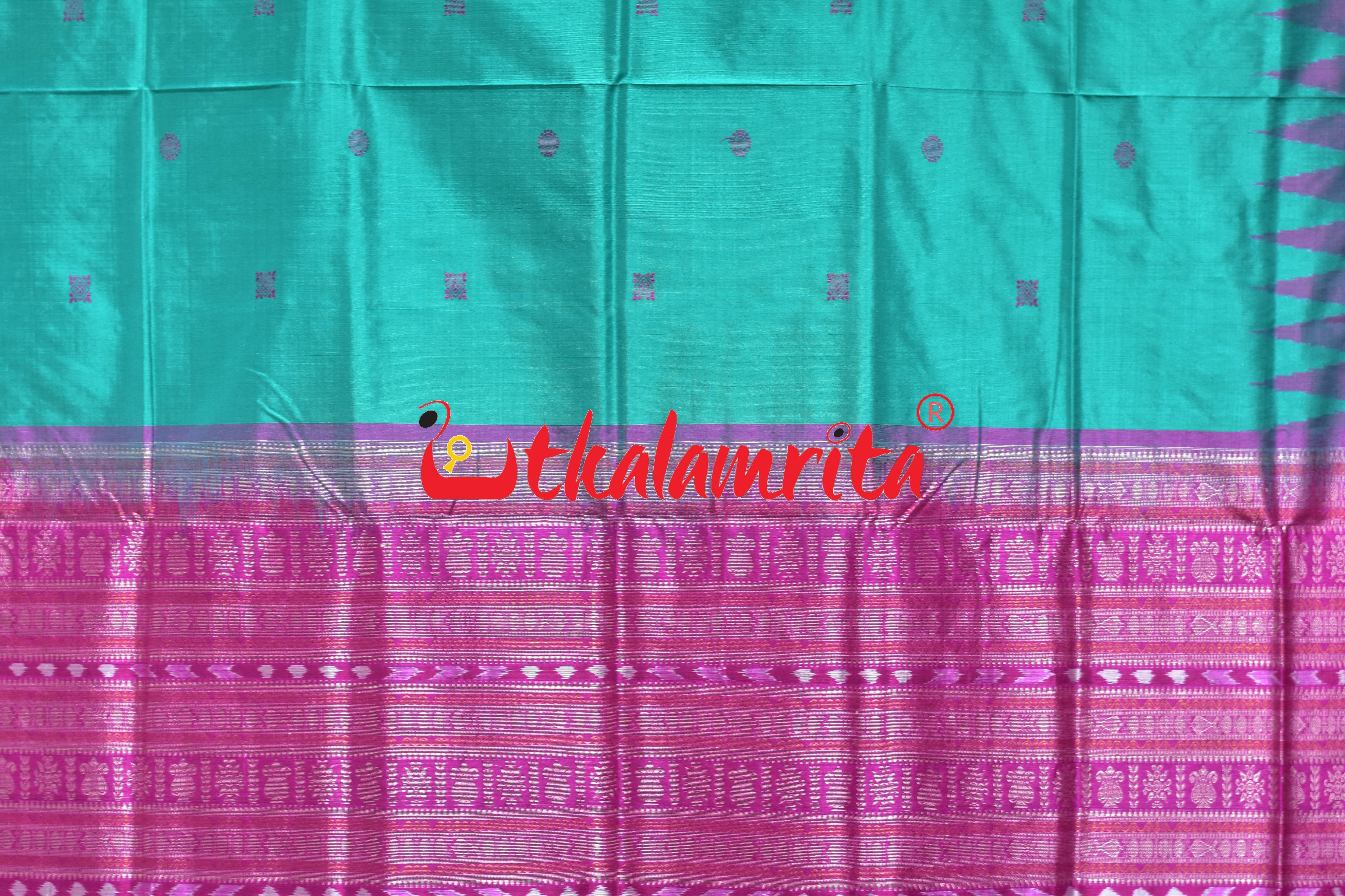 Rama Green Rani Bomkai Silk Saree
