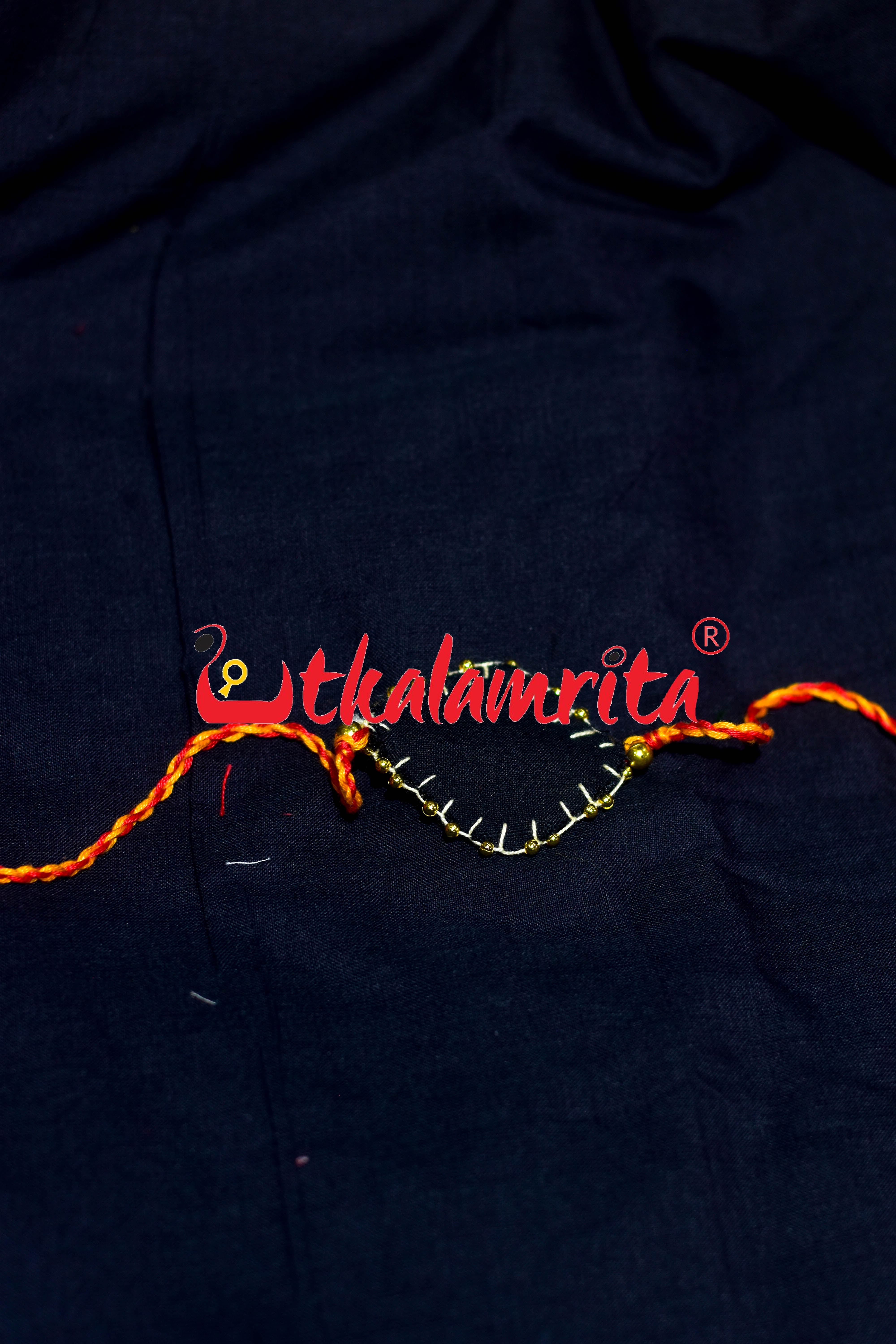 Black Chandrika Golden Mali (Ikat Rakhi)