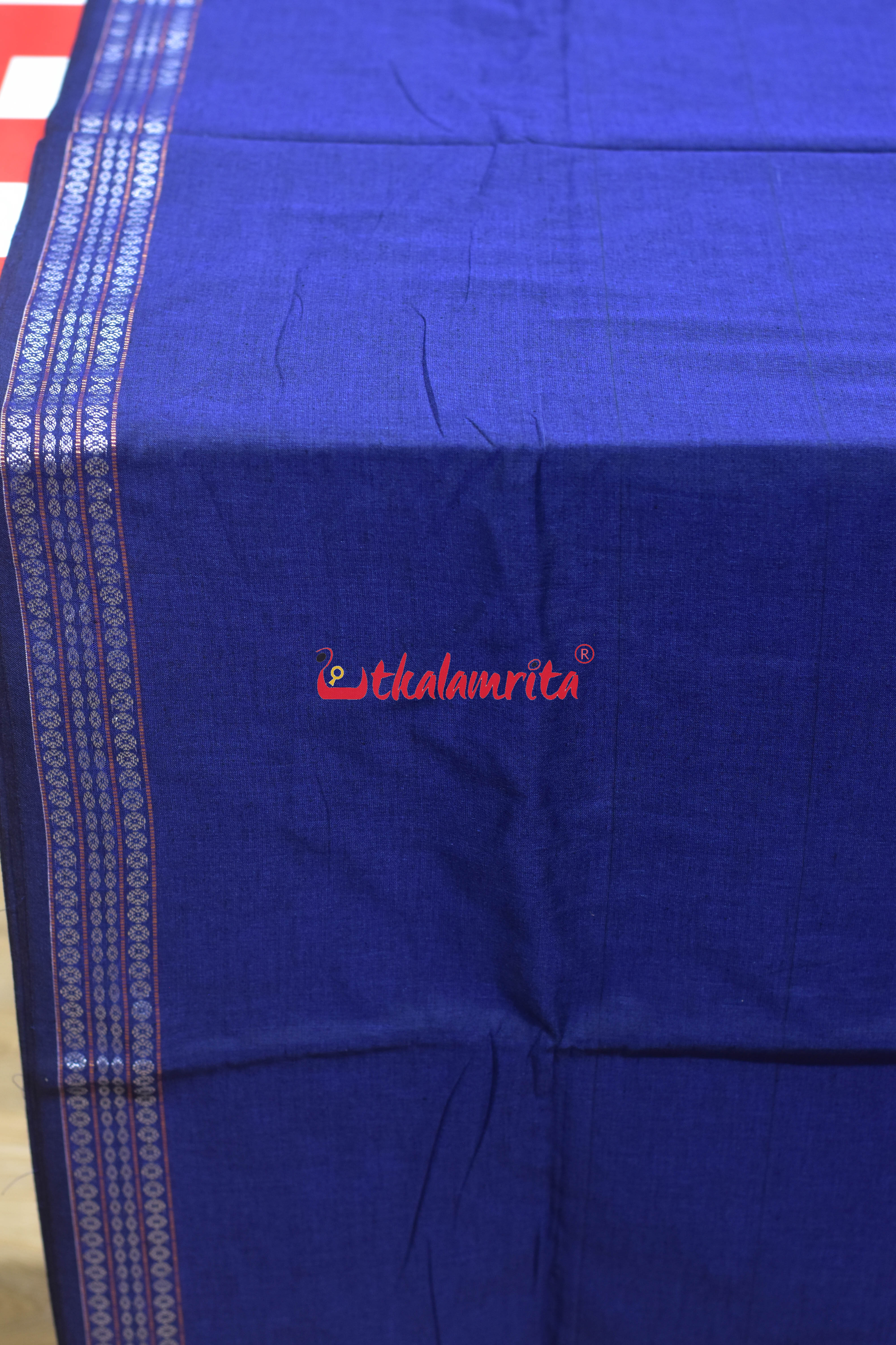Navy Blue with Rudraksha Border (Fabric)