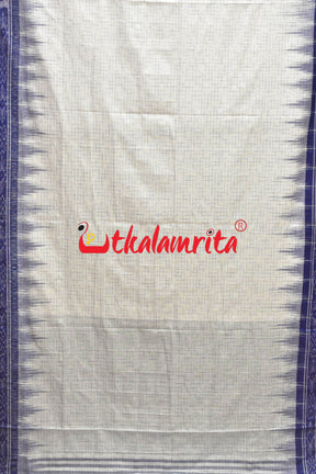 White Blue Jharana Cotton Saree