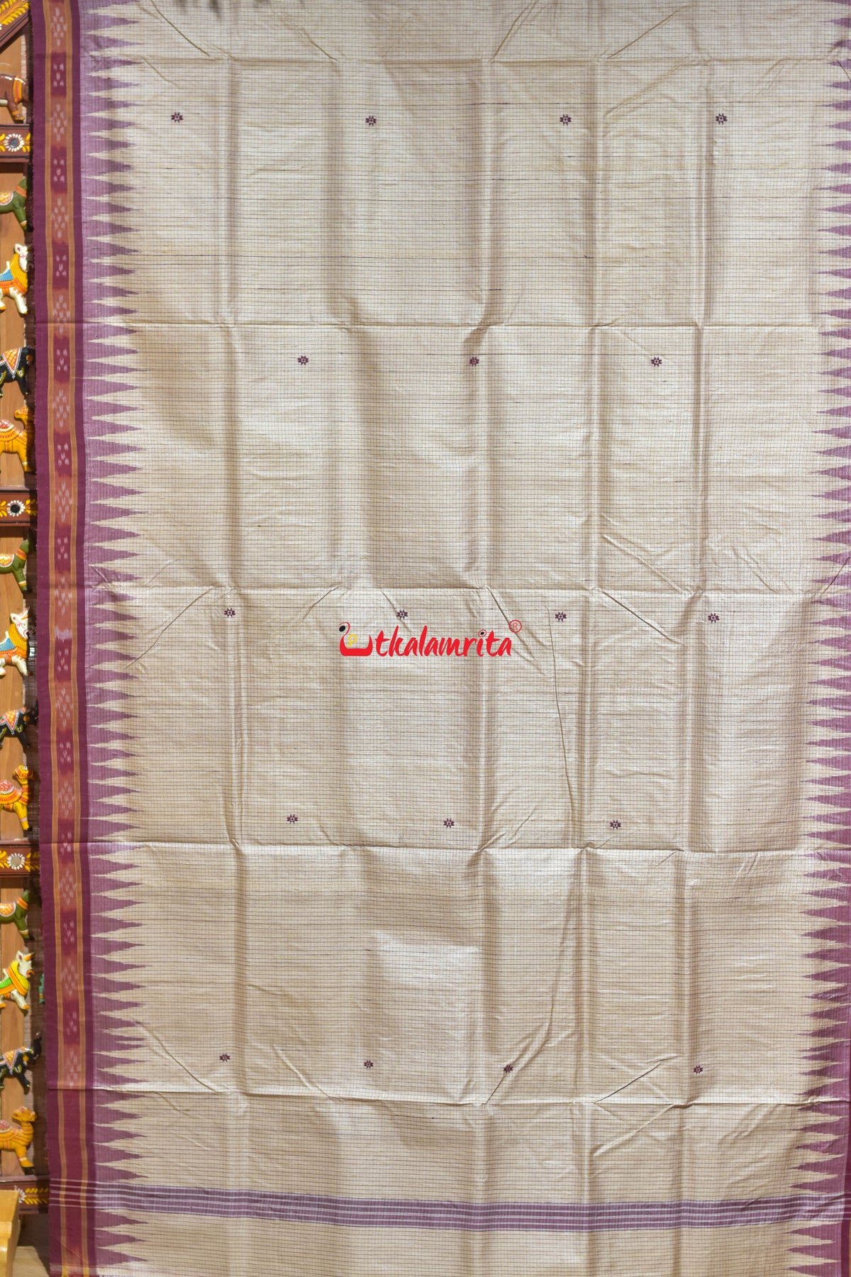 Natural Body Check Border Pasapali Gopalpur Tussar Silk Saree