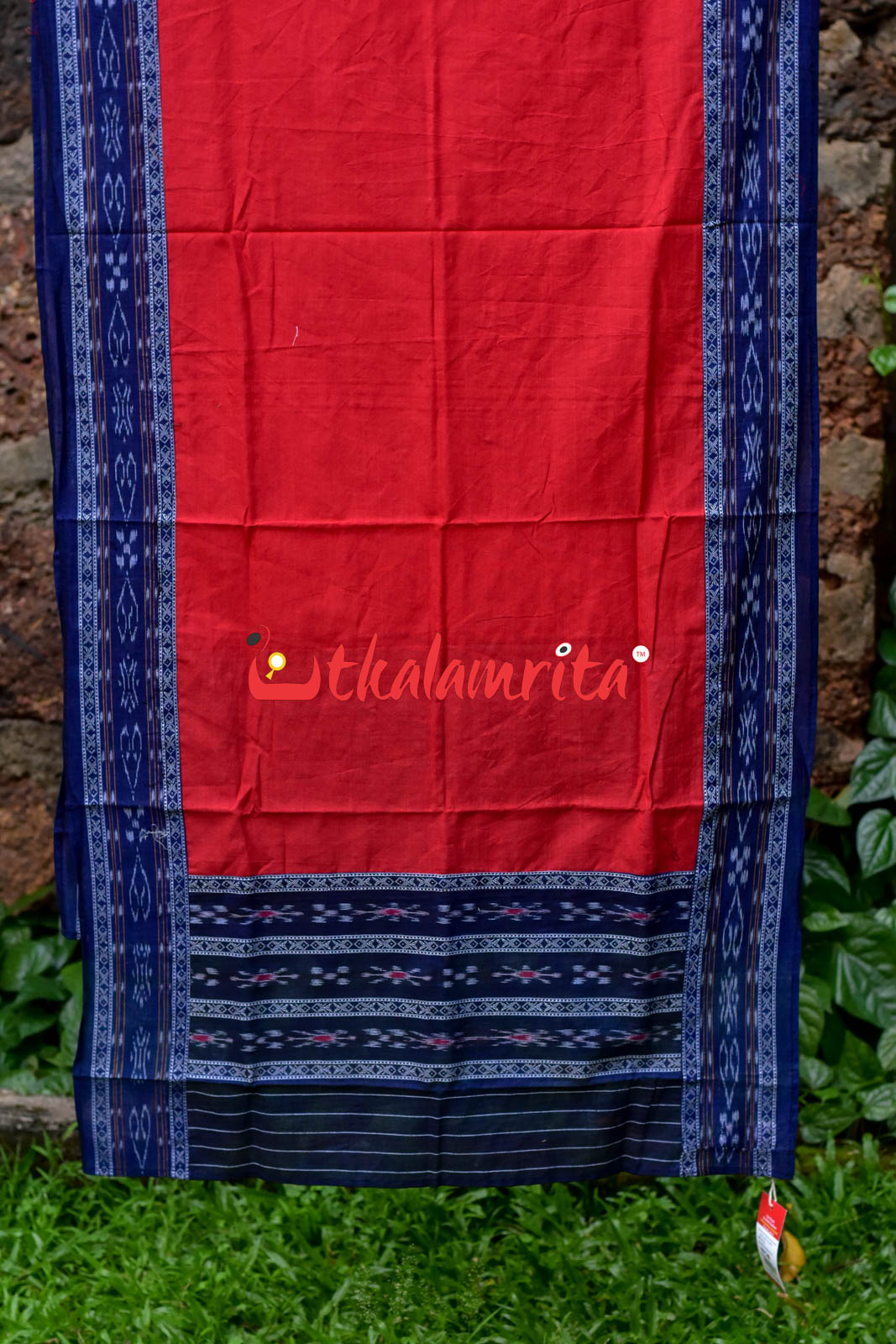 Navy Blue Red Simple Pasapali Flower Dress Set