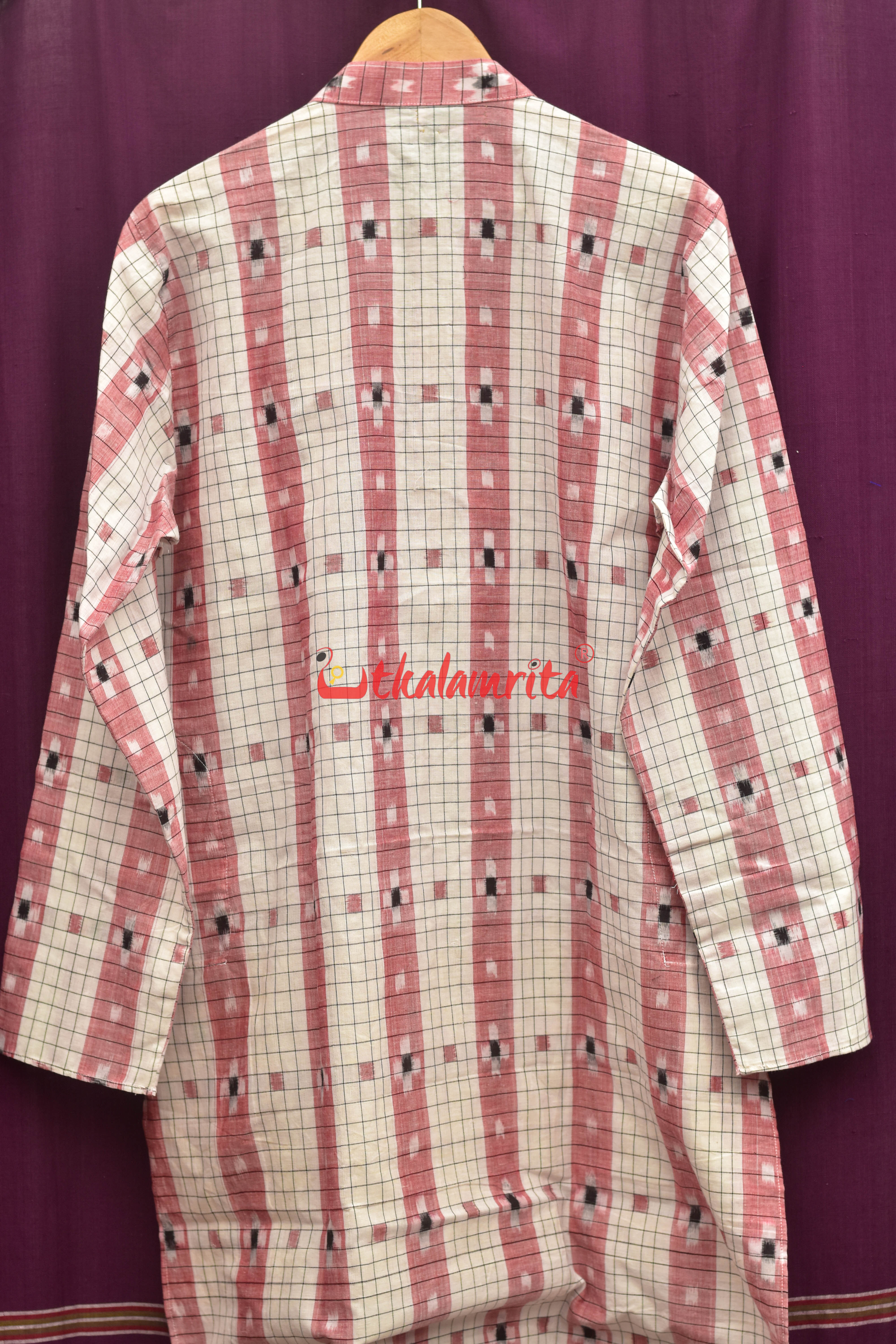 White Check Pasapali (Men's Full Kurta)
