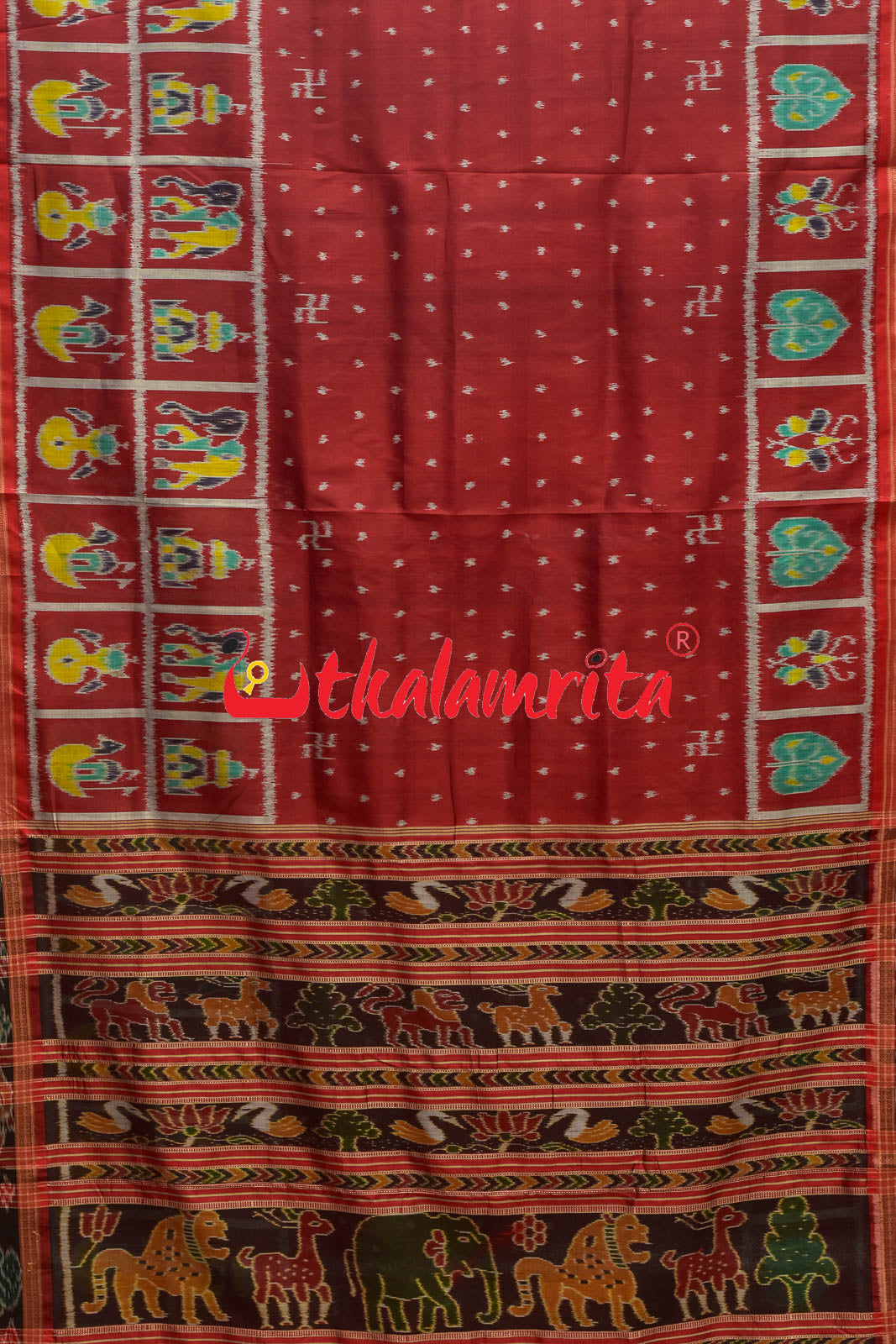 Half Nabarangi Animal Border Khandua Silk Saree