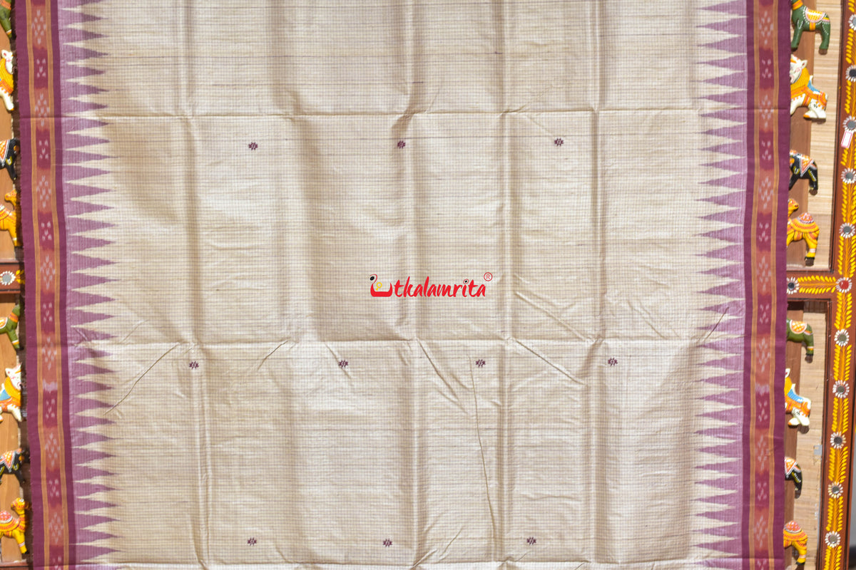 Natural Body Check Border Pasapali Gopalpur Tussar Silk Saree