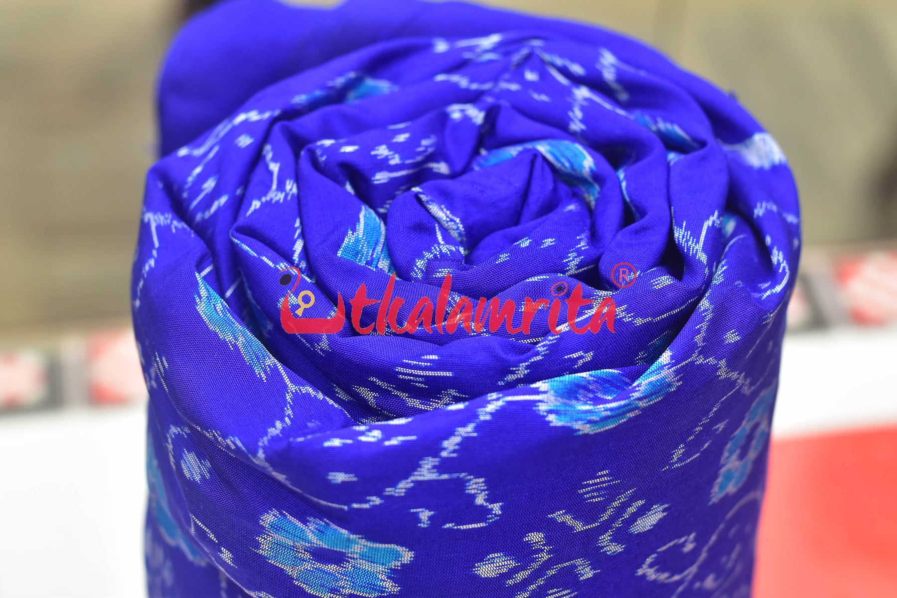 Blue Phula Thikiri Sambalpuri Silk (Fabric)