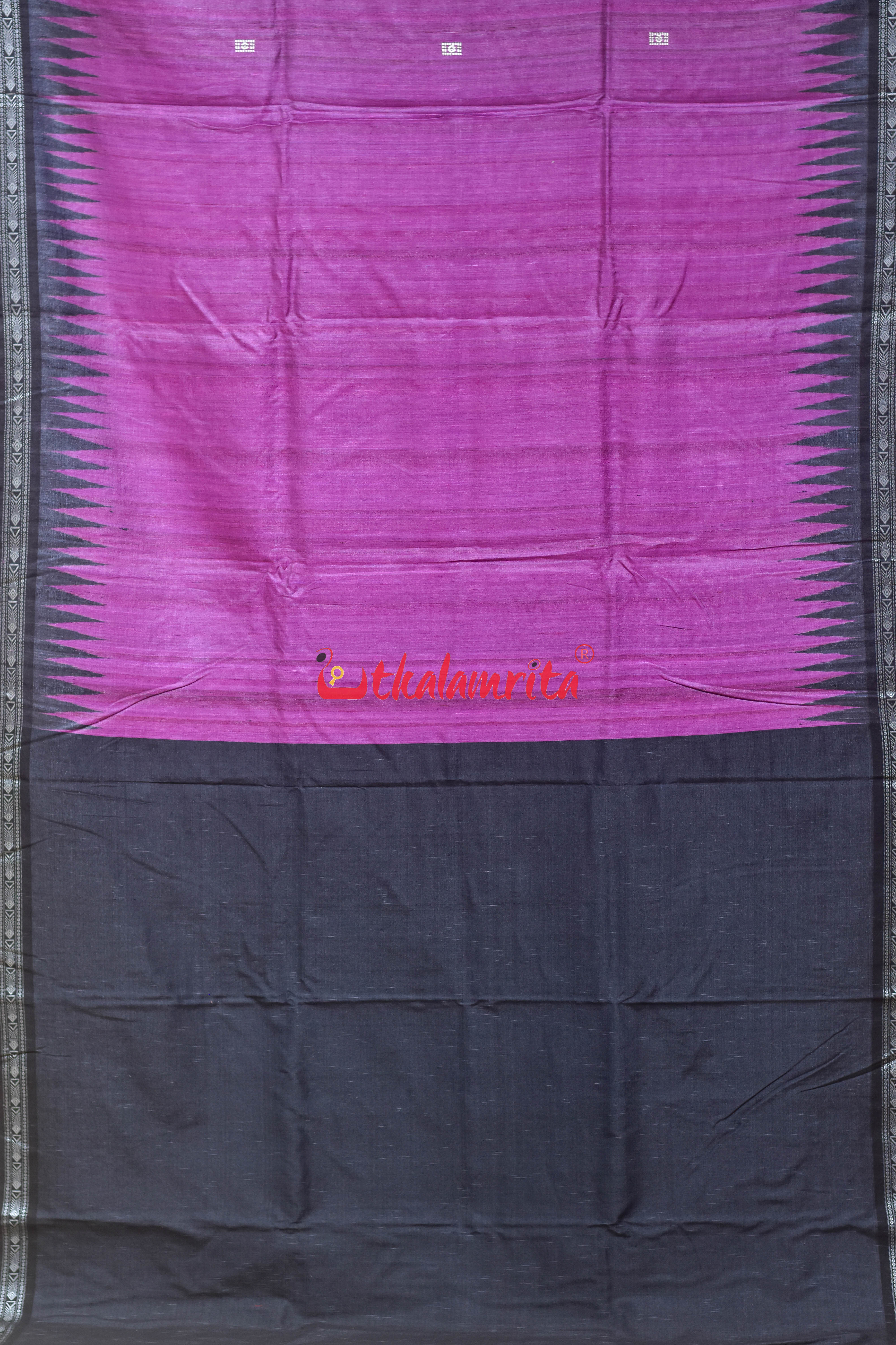 Magenta Black Jala Gopalpur Tussar Silk Saree