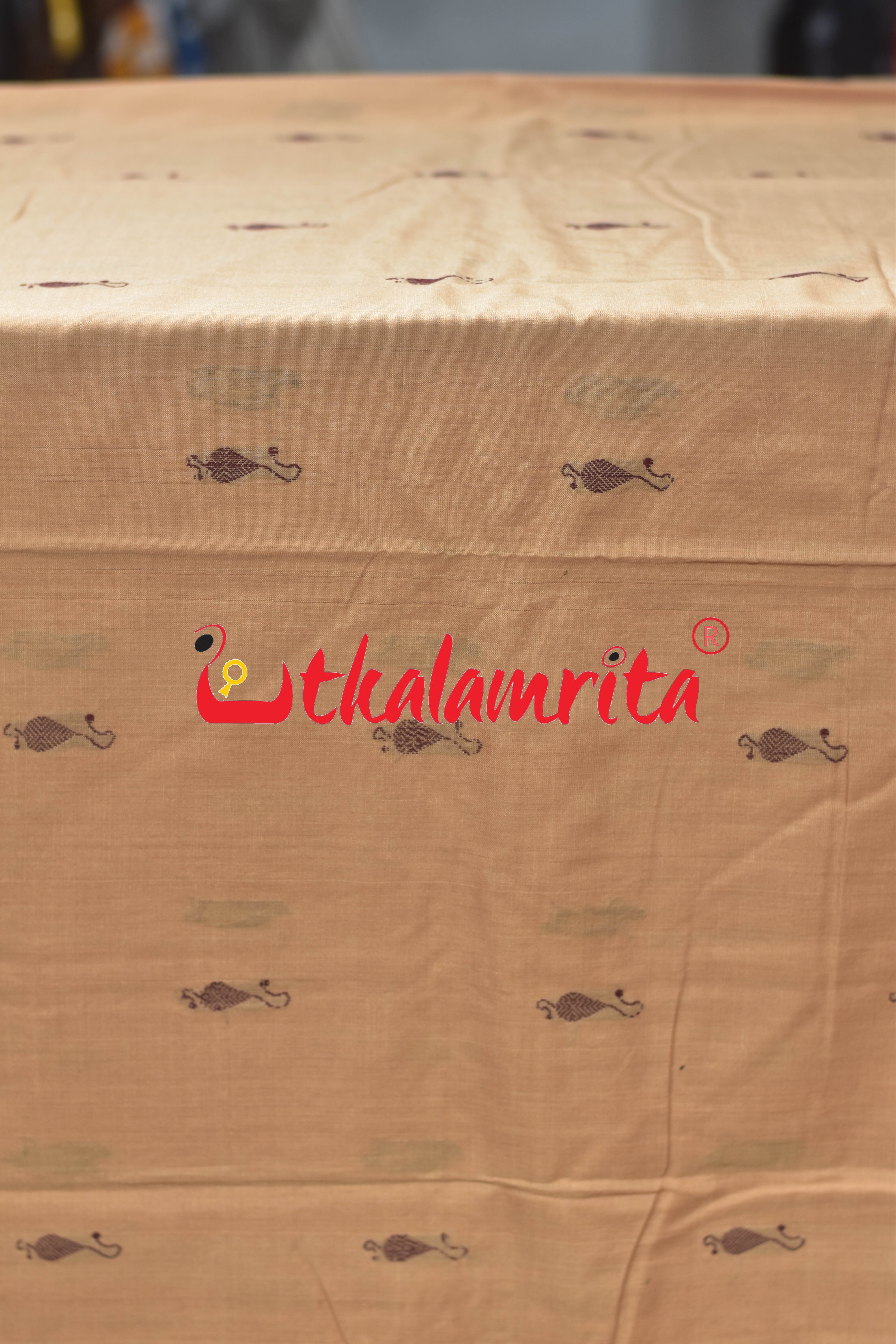 Cream Chain Buti Bomkai Cotton (Fabric)