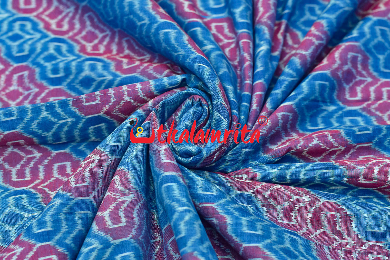 4D Blue Maroon Sambalpuri Cotton (Fabric)