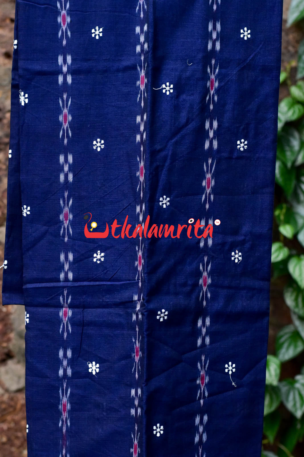 Navy Blue Red Simple Pasapali Flower Dress Set