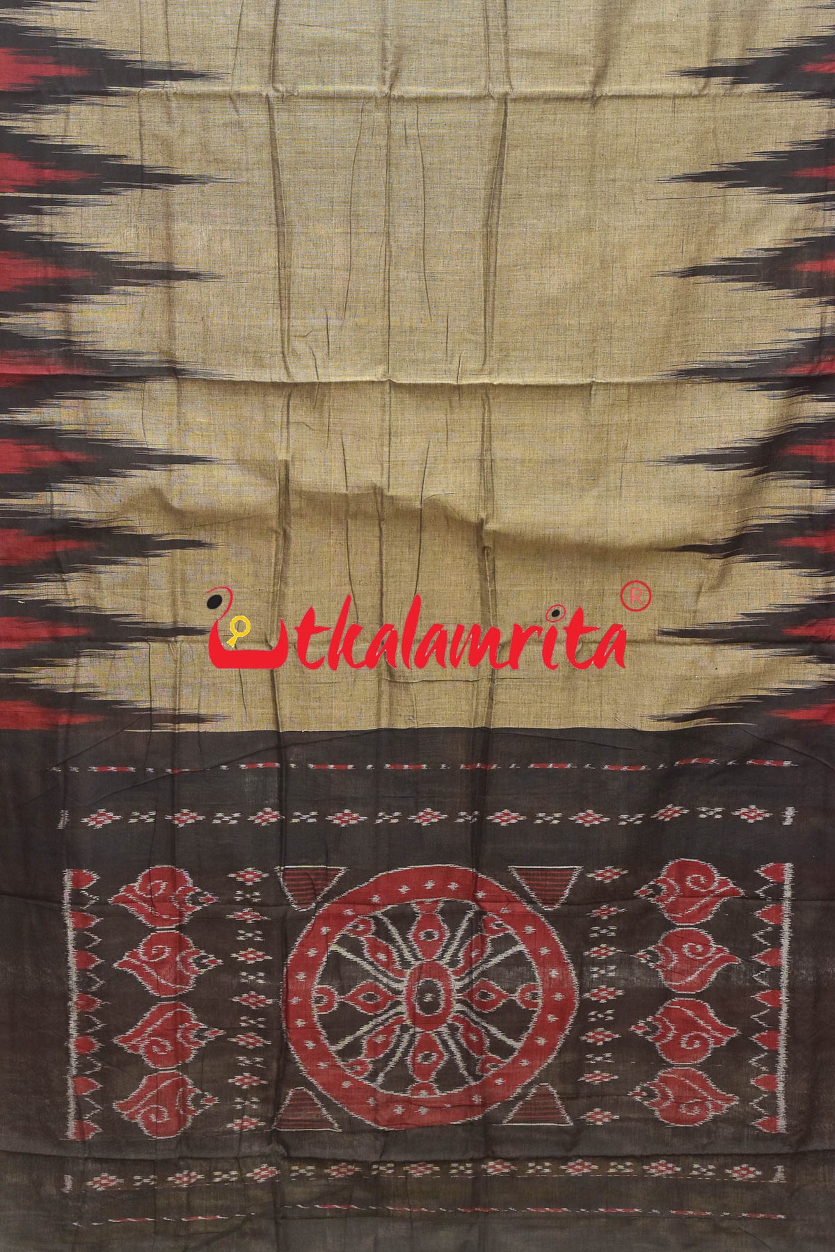 Ash Black Kargil Kumbha Cotton Saree