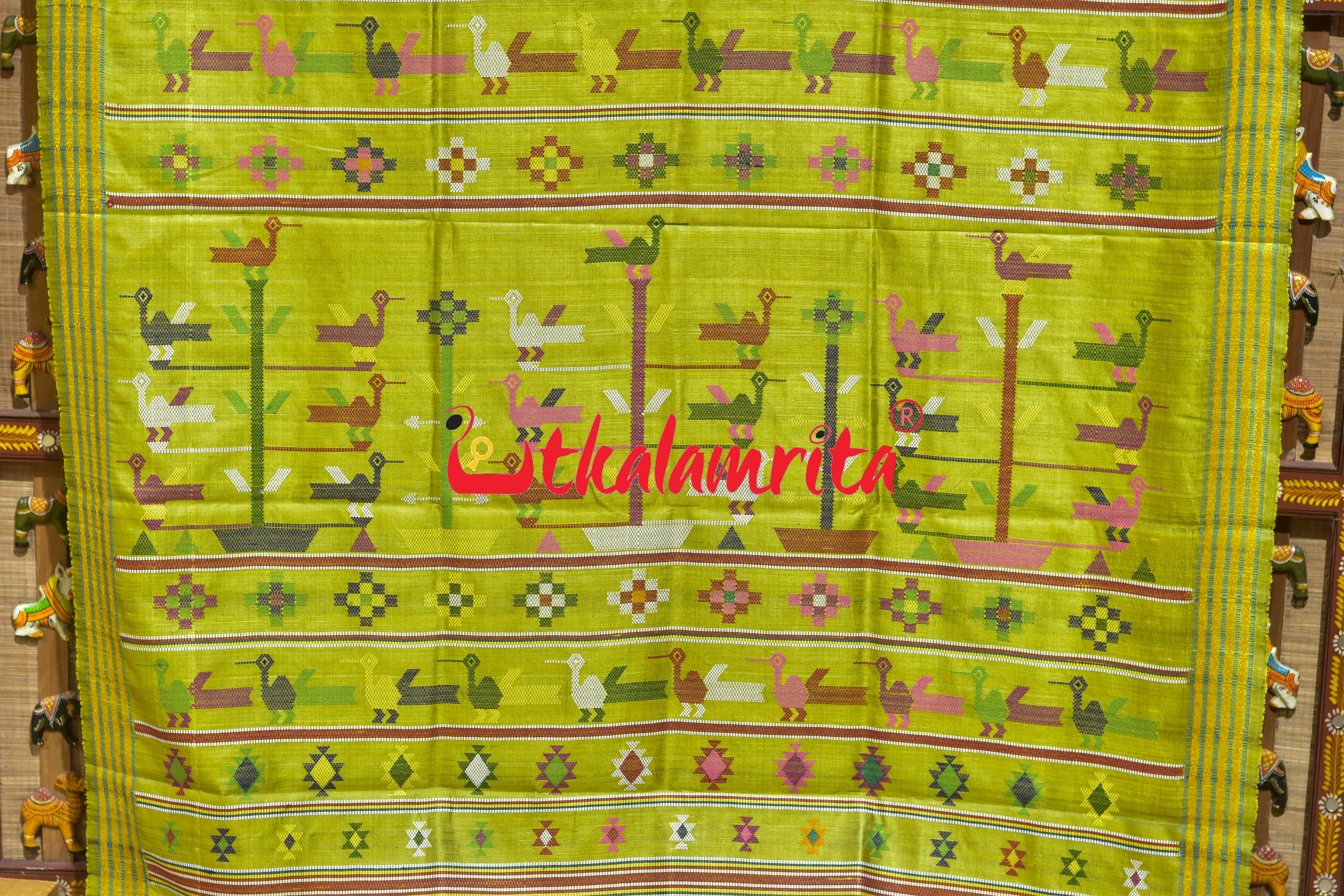 Coffee Mehndi Original Ganjam Bomkai Inspired Gopalpur Tussar Saree
