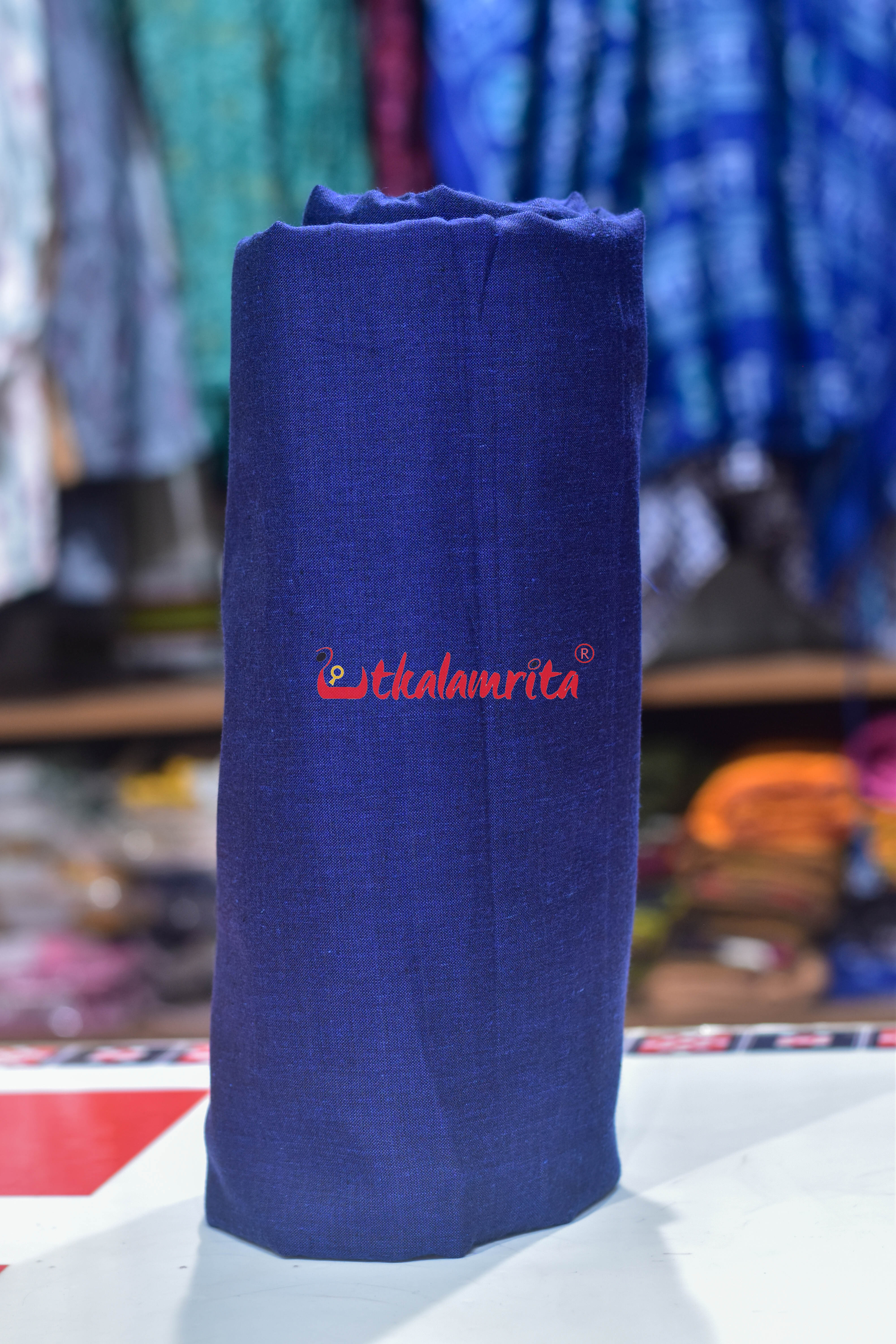 Navy Blue with Rudraksha Border (Fabric)