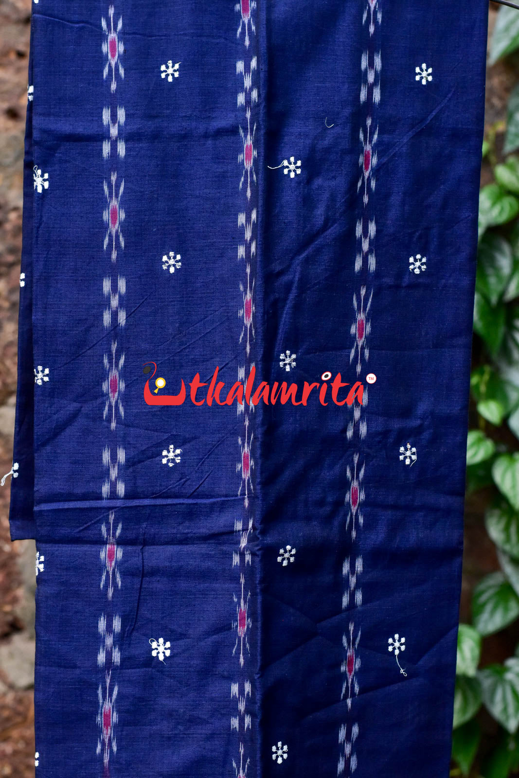 Navy Blue Red Simple Pasapali Flower Dress Set