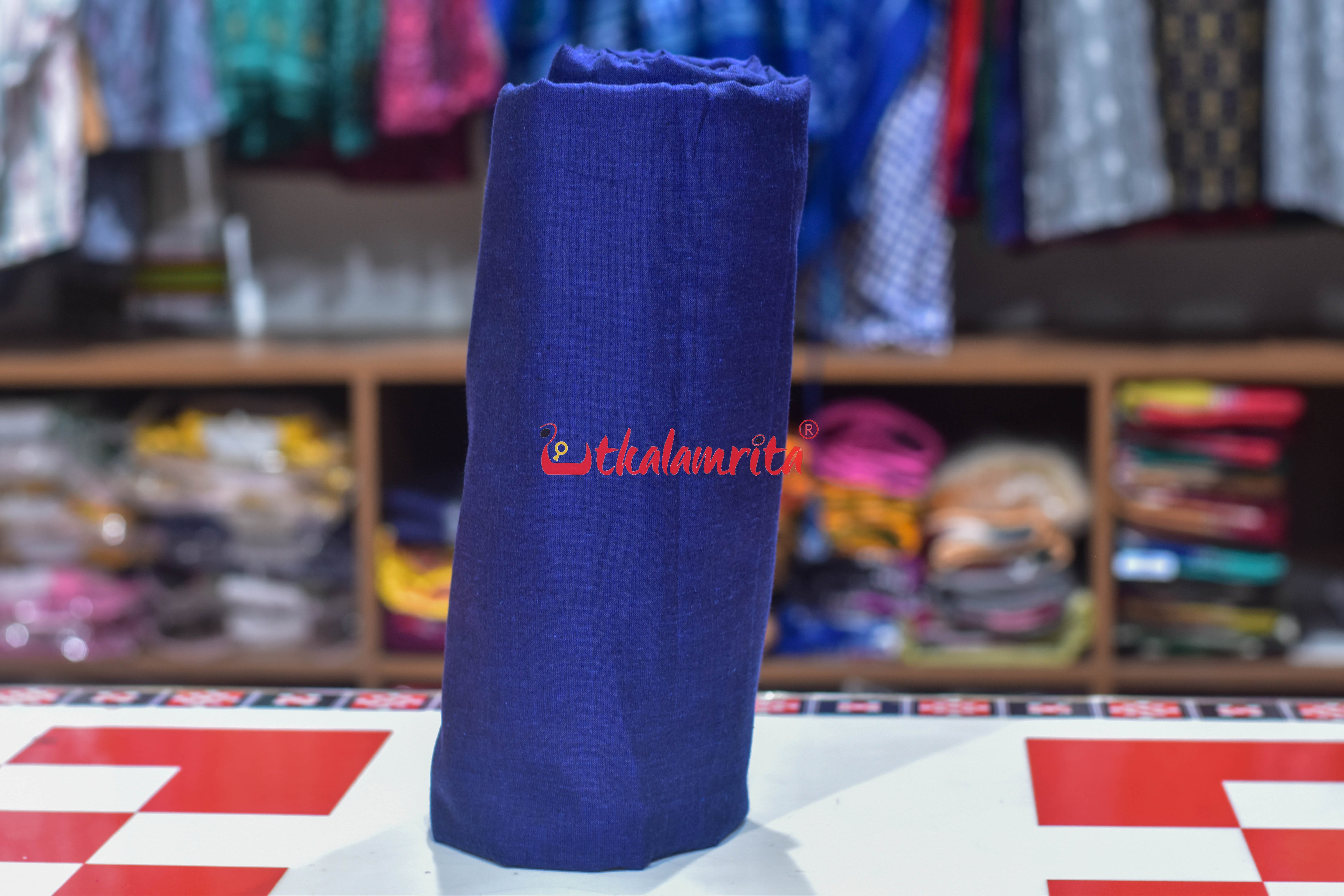Navy Blue with Rudraksha Border (Fabric)