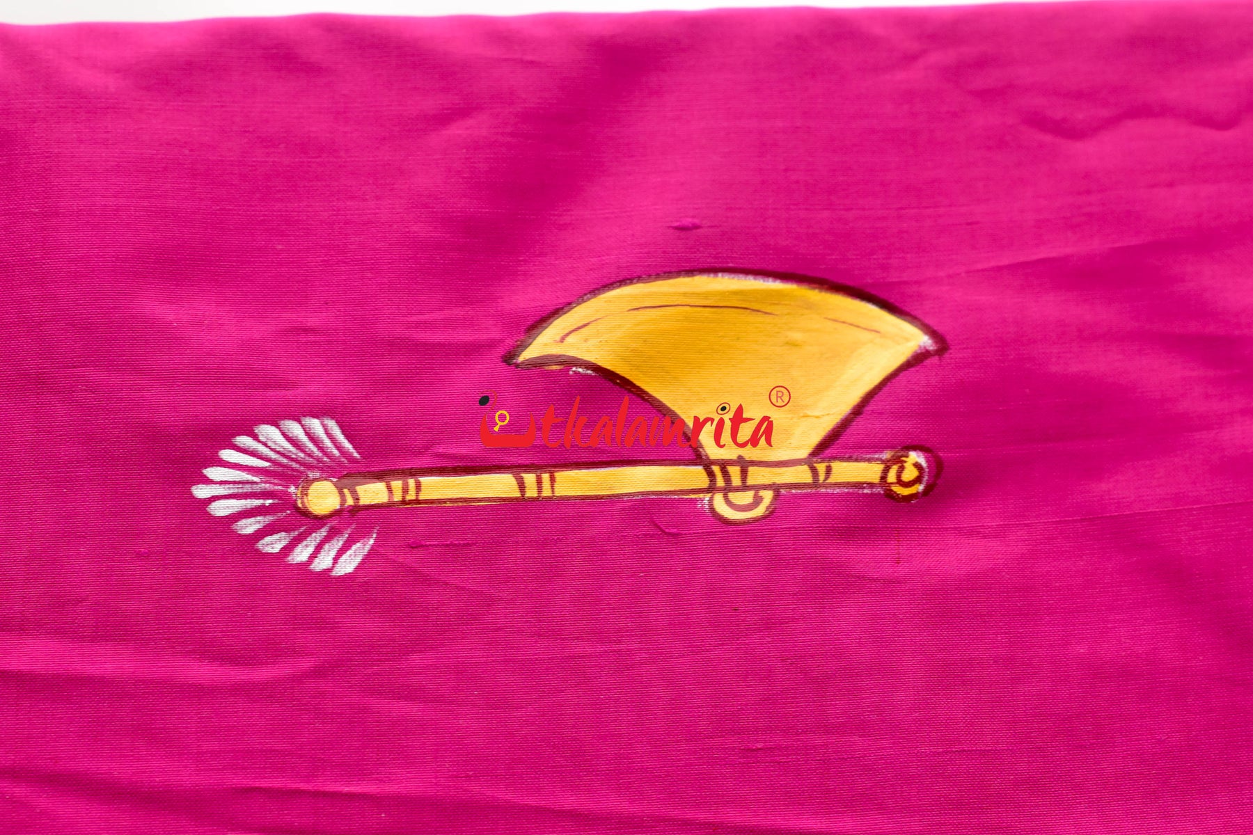 Durga Pattachitra Rani Pink Silk Saree