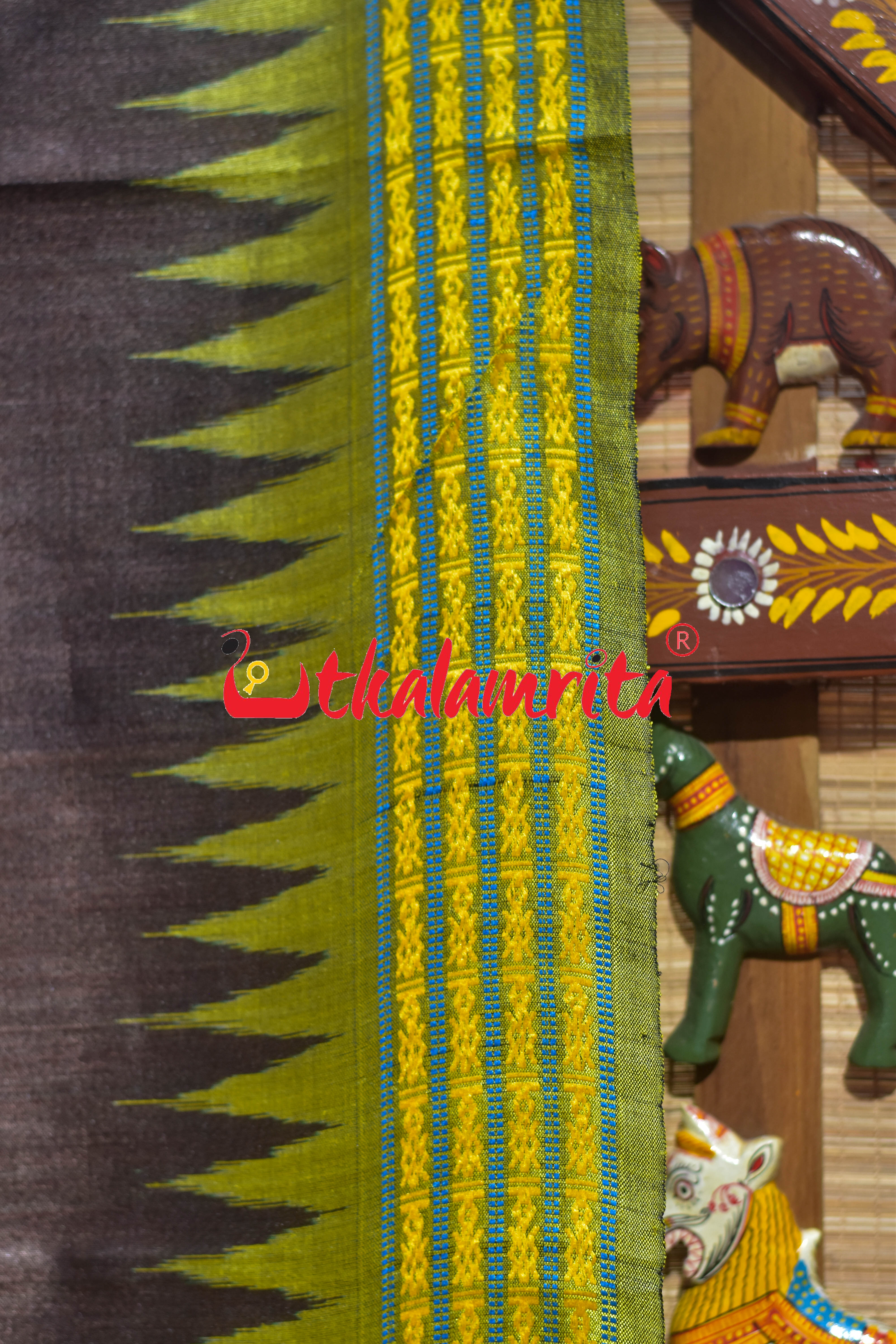 Coffee Mehndi Original Ganjam Bomkai Inspired Gopalpur Tussar Saree