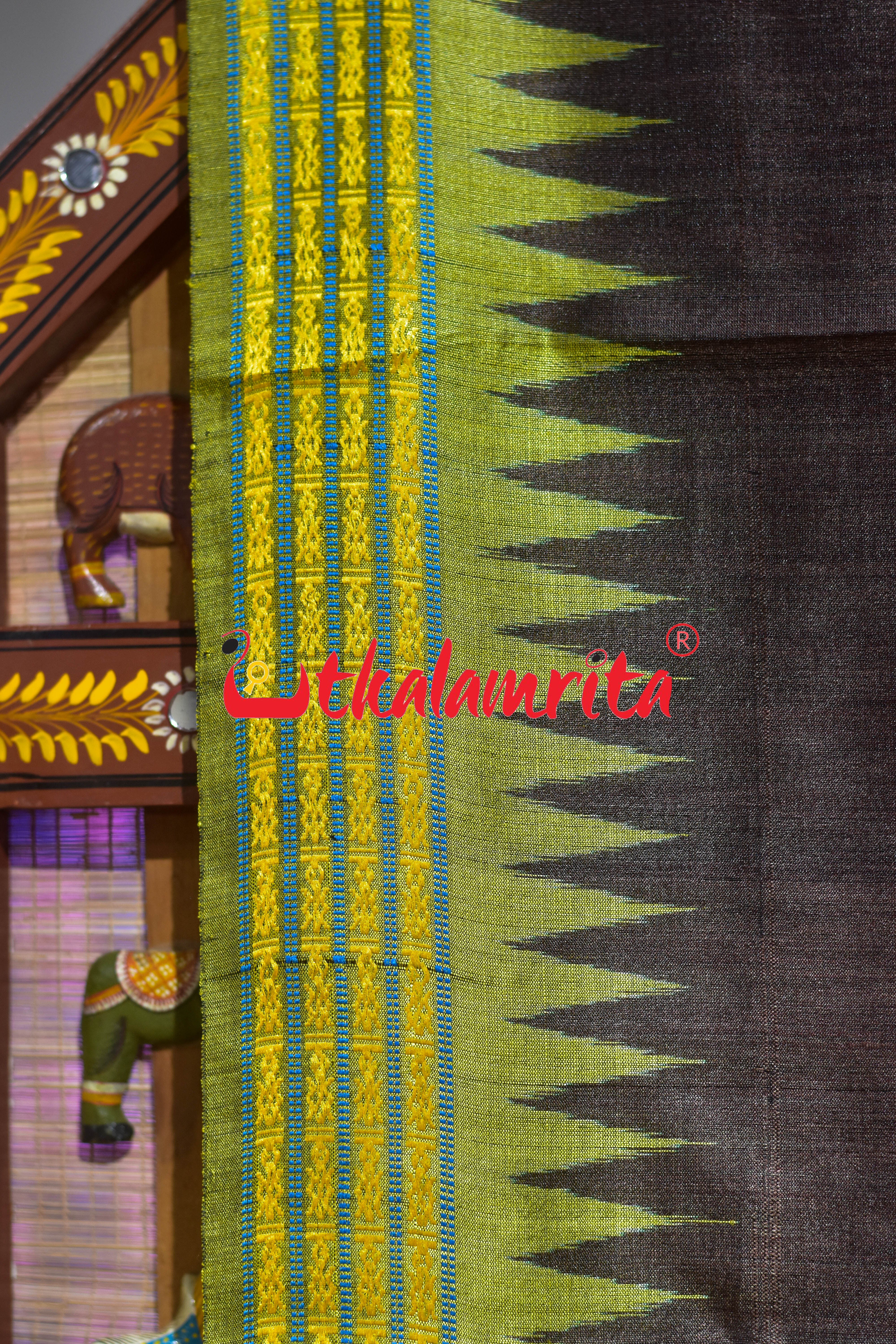 Coffee Mehndi Original Ganjam Bomkai Inspired Gopalpur Tussar Saree