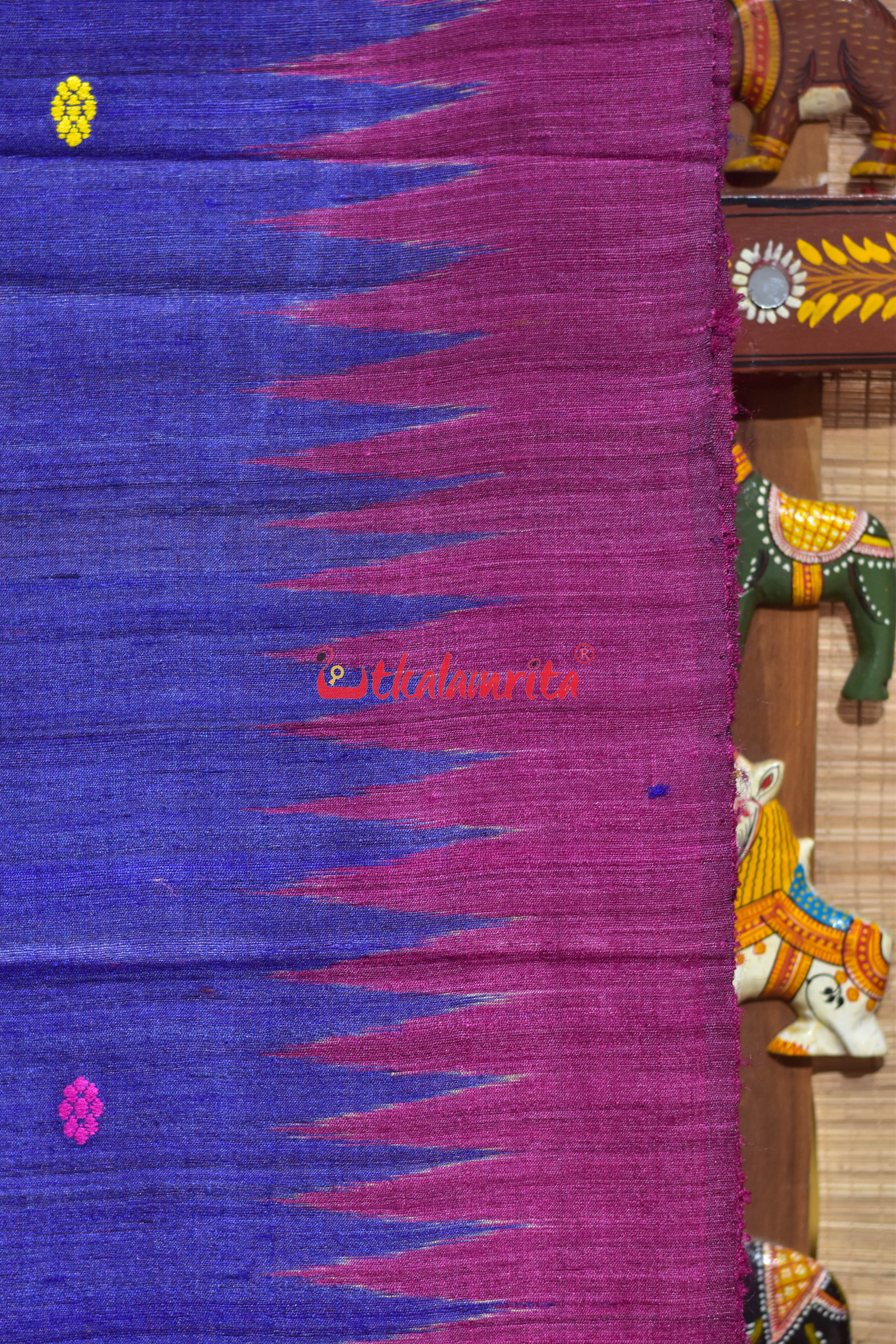 Blue Flower Buti Lotus Anchal Gopalpur Tussar Silk saree