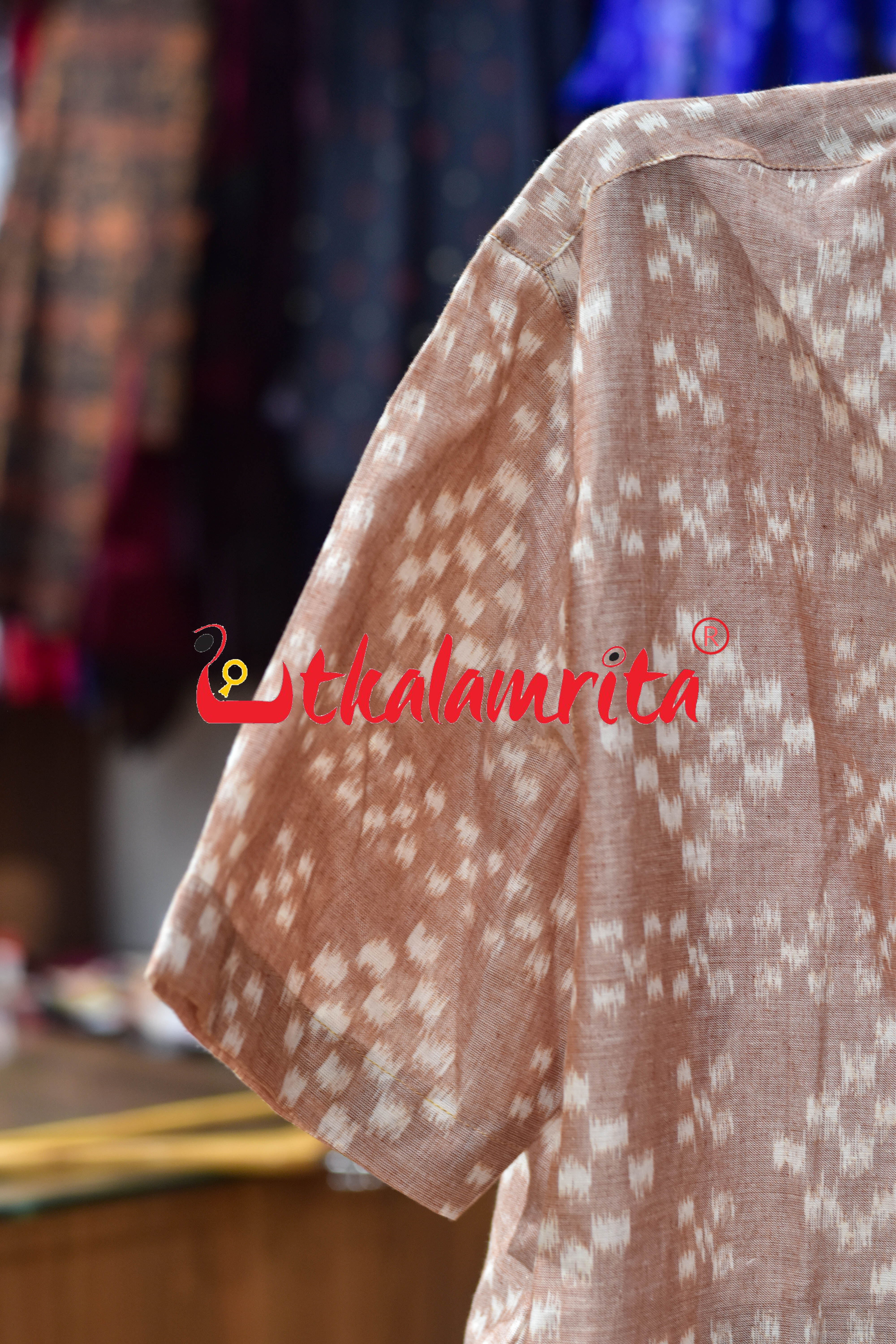 Peach Single Ikat Pasapali (Men's Short Kurta)