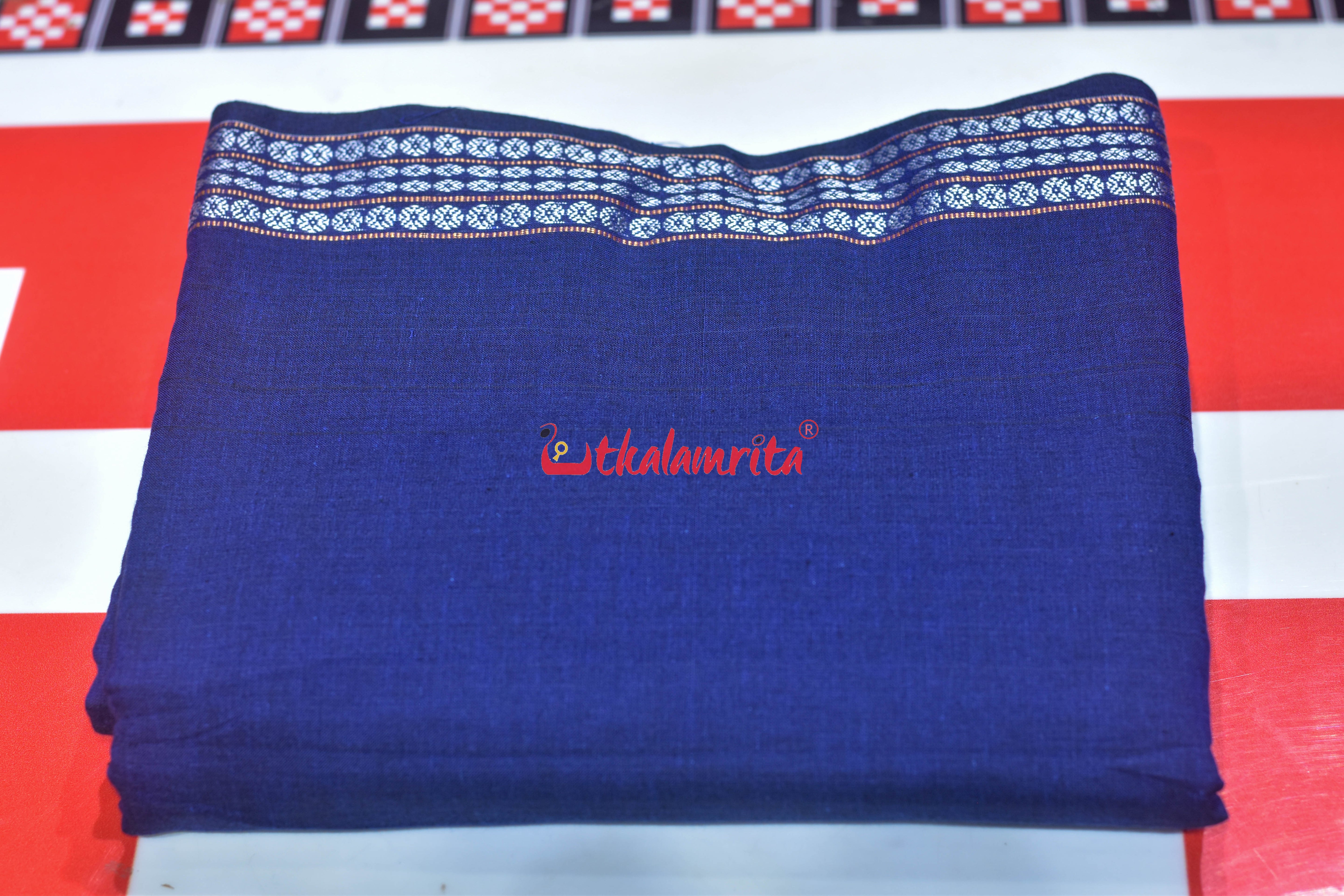 Navy Blue with Rudraksha Border (Fabric)