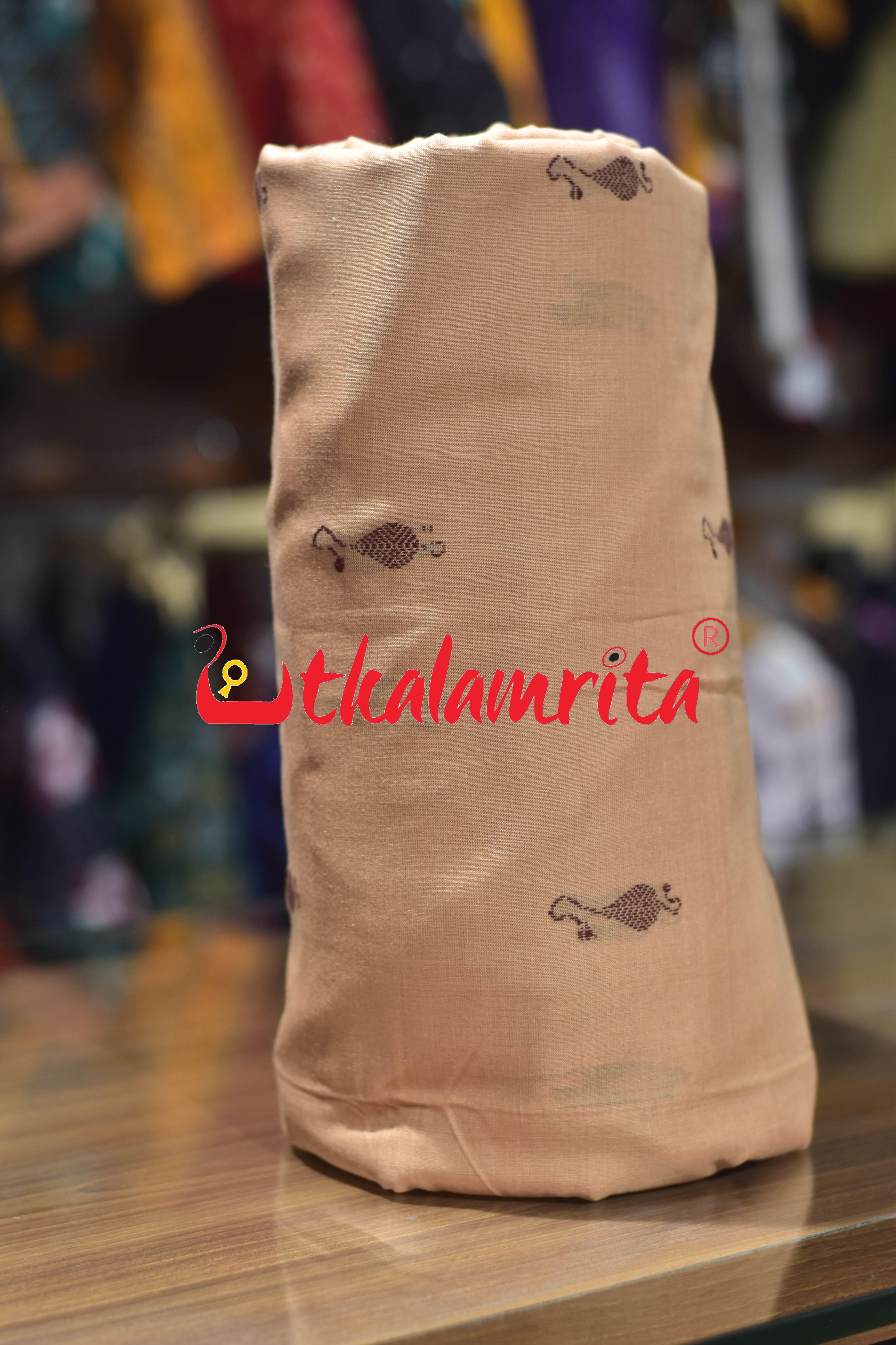 Cream Chain Buti Bomkai Cotton (Fabric)