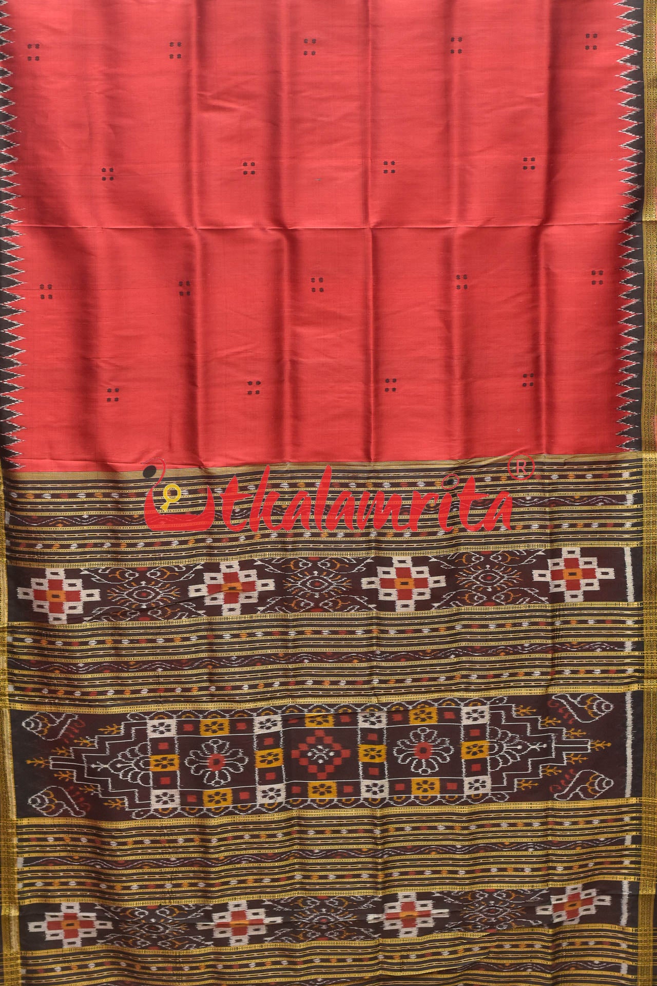 Maroon Buti Pasapali Khandua Silk Saree