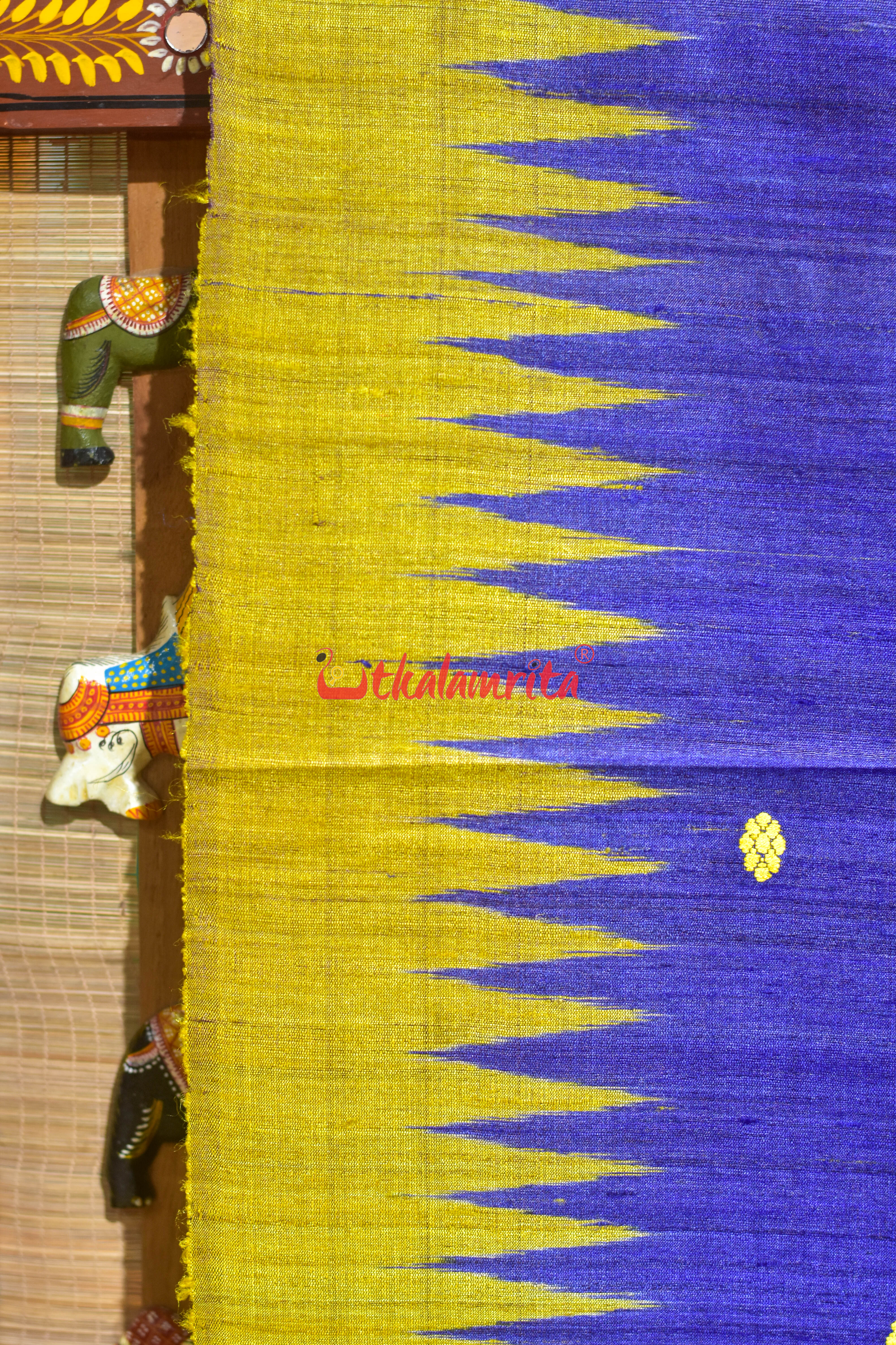 Blue Flower Buti Lotus Anchal Gopalpur Tussar Silk saree