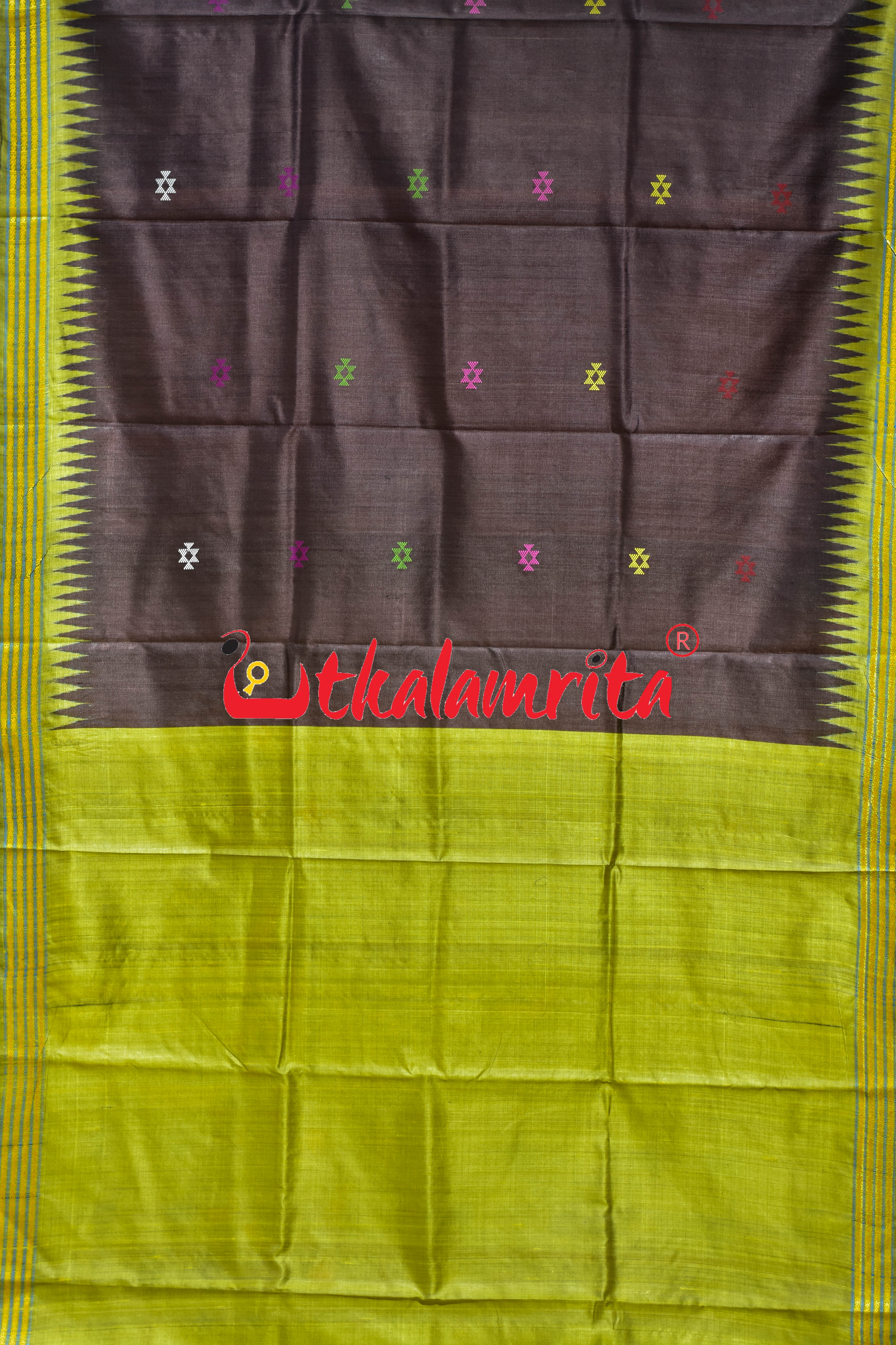 Coffee Mehndi Original Ganjam Bomkai Inspired Gopalpur Tussar Saree