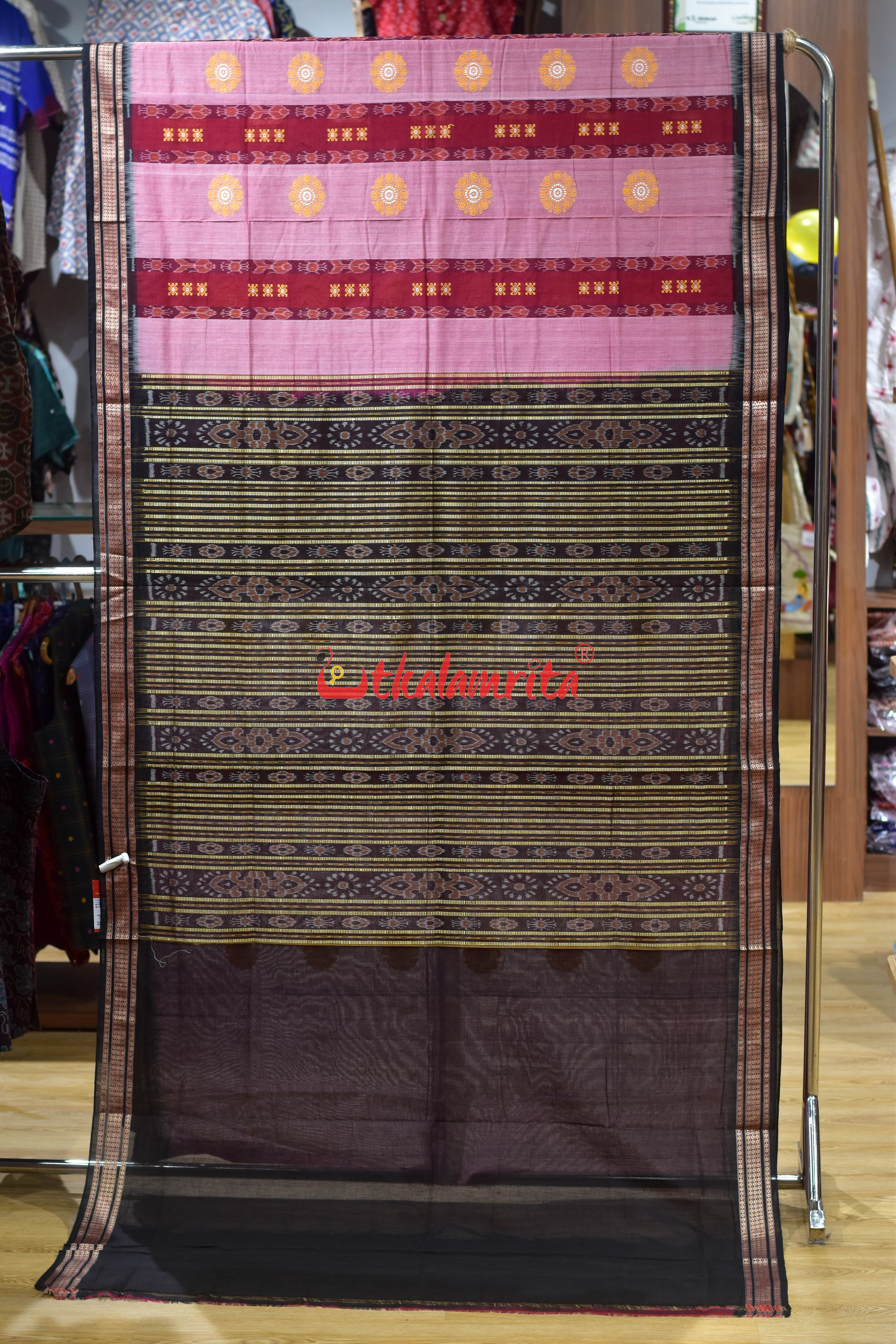 Red Peach Pere Bandha Bomkai Cotton Saree